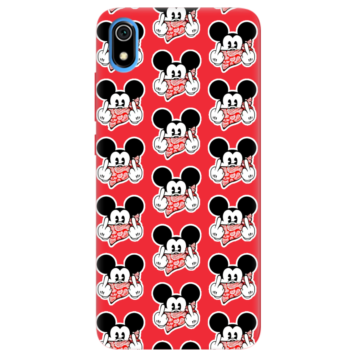 Чехол для Xiaomi Redmi 7A ярко-красный матовый soft touch Mickey Mouse - фото 1