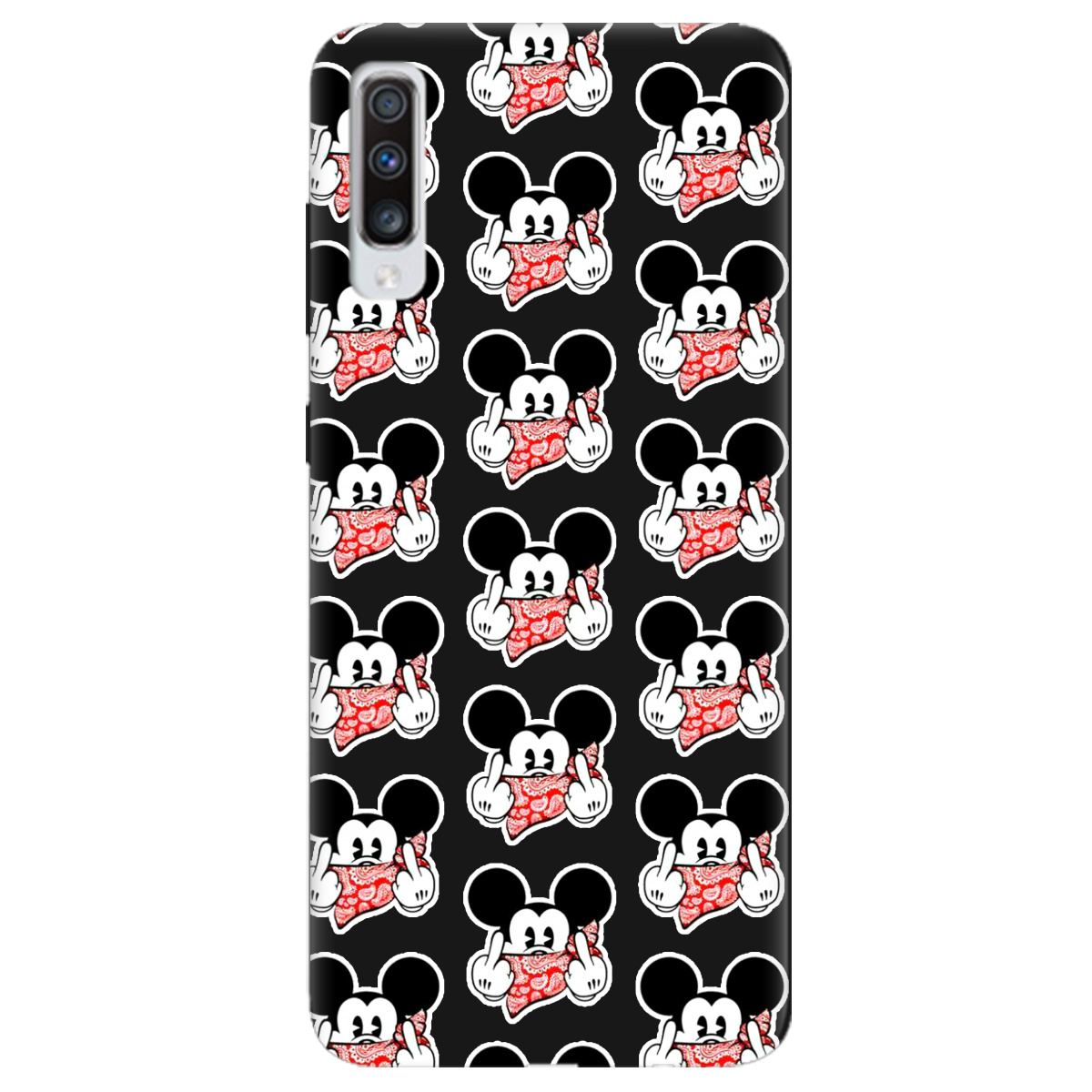 Чехол для Samsung Galaxy A70 черный матовый soft touch Mickey Mouse - фото 1