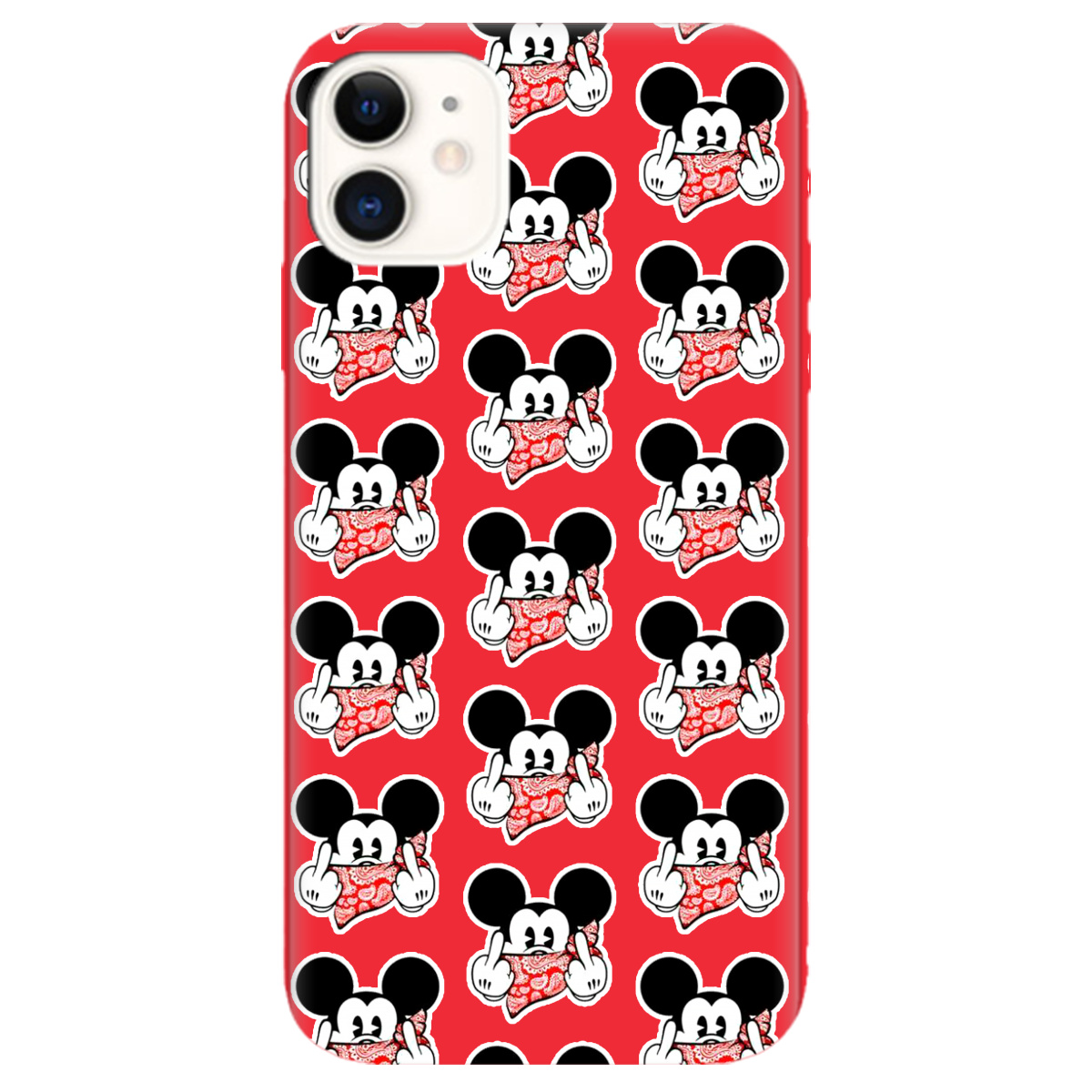 Чехол для Apple iPhone 11 ярко-красный матовый soft touch Mickey Mouse - фото 1