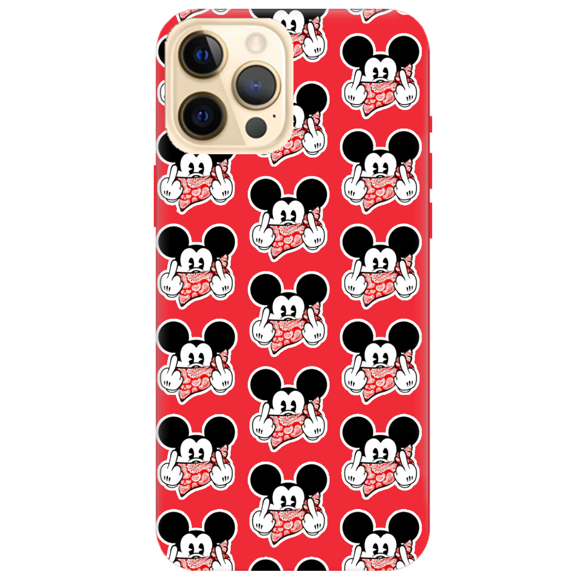 Чехол для Apple iPhone 12 Pro ярко-красный матовый soft touch Mickey Mouse - фото 1