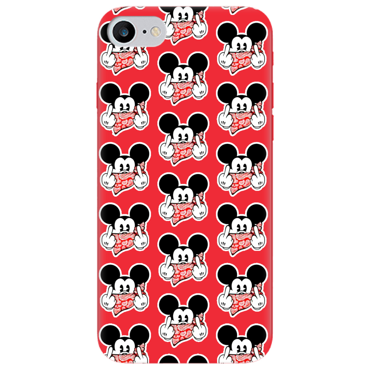 Чехол для Apple iPhone SE 2020 ярко-красный матовый soft touch Mickey Mouse - фото 1