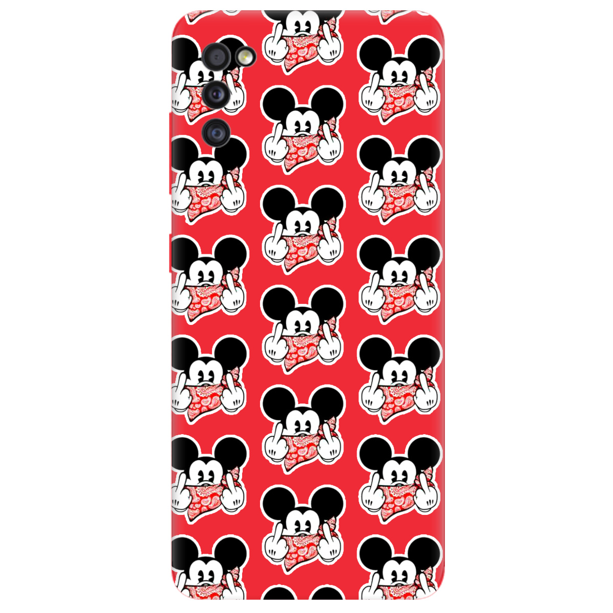 Чехол для Samsung Galaxy A41 ярко-красный матовый soft touch Mickey Mouse - фото 1