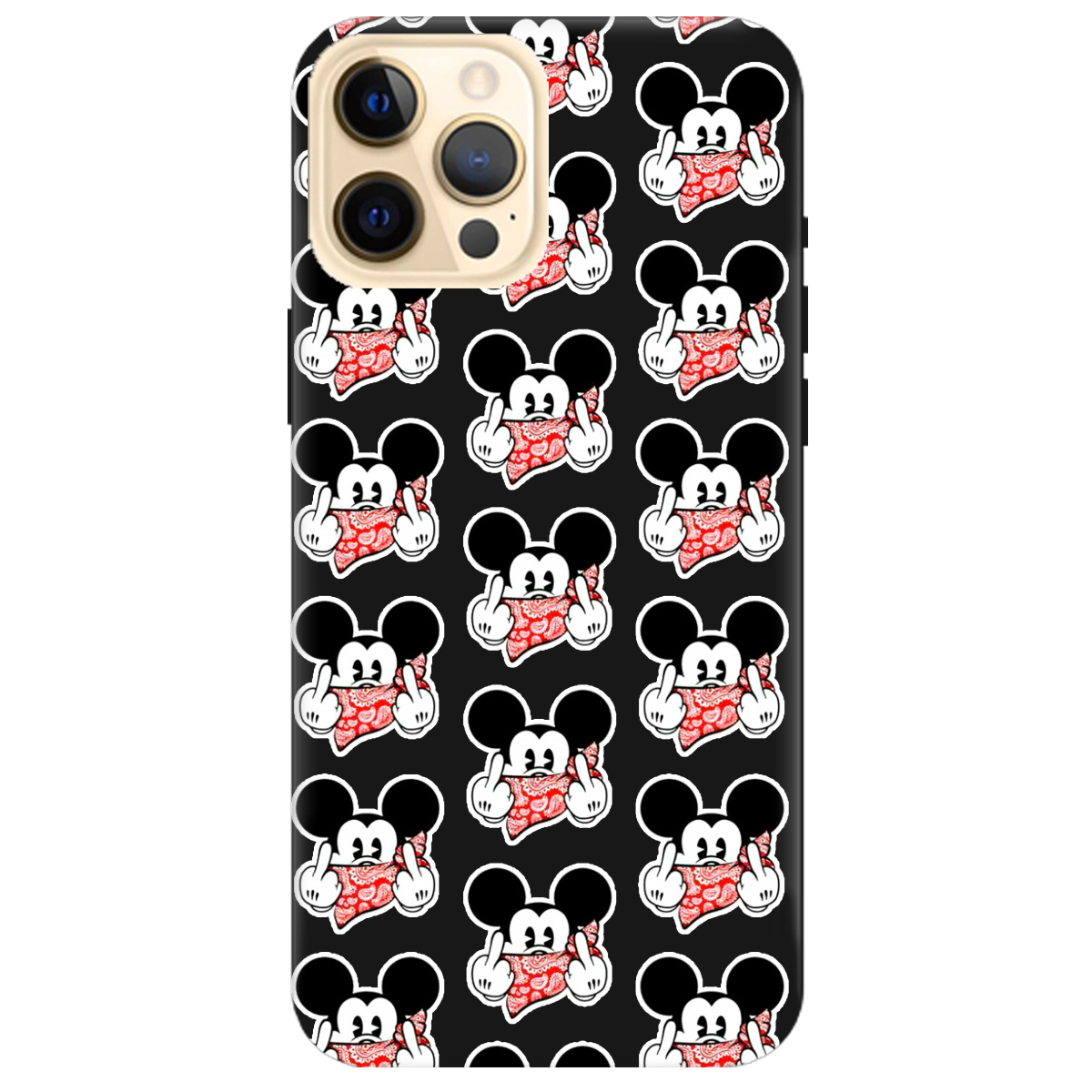 Чехол для Apple iPhone 12 Pro Max черный матовый soft touch Mickey Mouse - фото 1