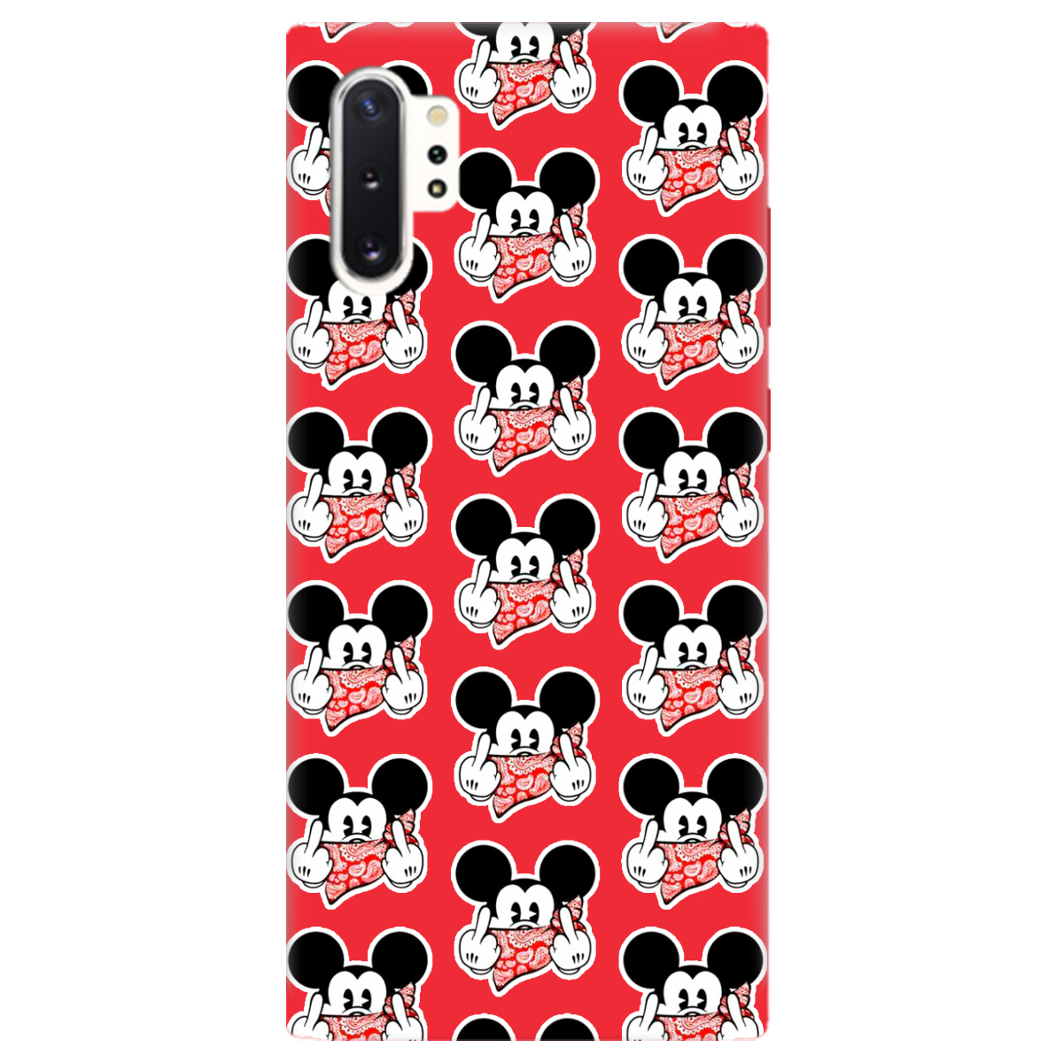 Чехол для Samsung Galaxy Note 10 Plus ярко-красный матовый soft touch Mickey Mouse - фото 1