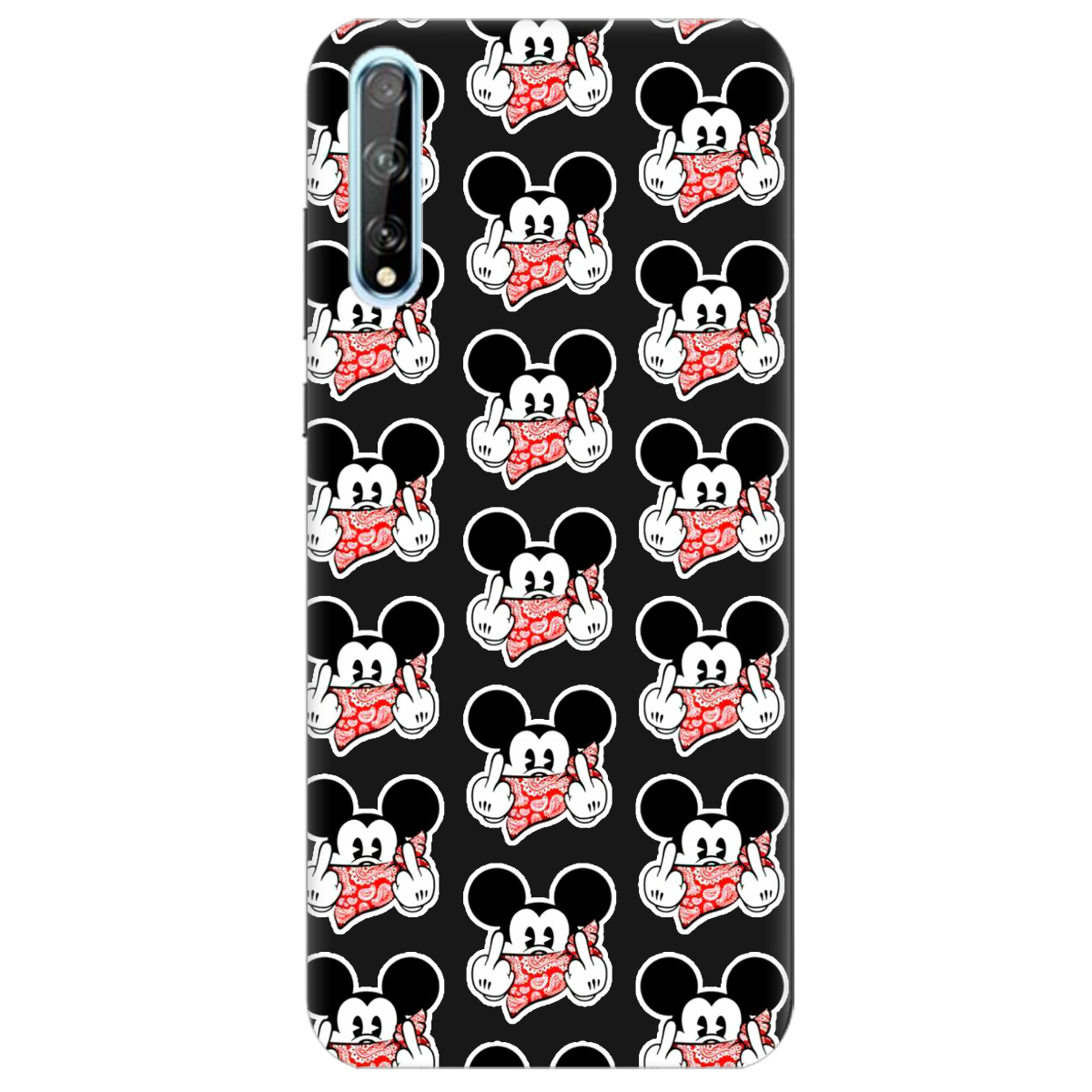 Чехол для Huawei Y8р черный матовый soft touch Mickey Mouse - фото 1