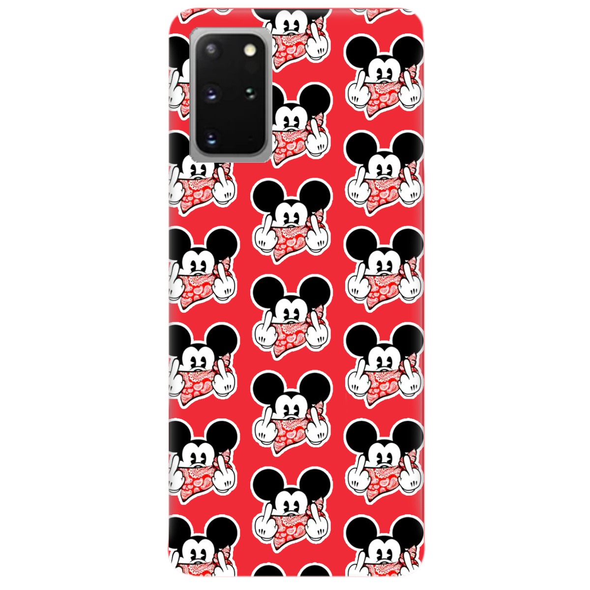 Чехол для Samsung Galaxy S20 Plus ярко-красный матовый soft touch Mickey Mouse - фото 1
