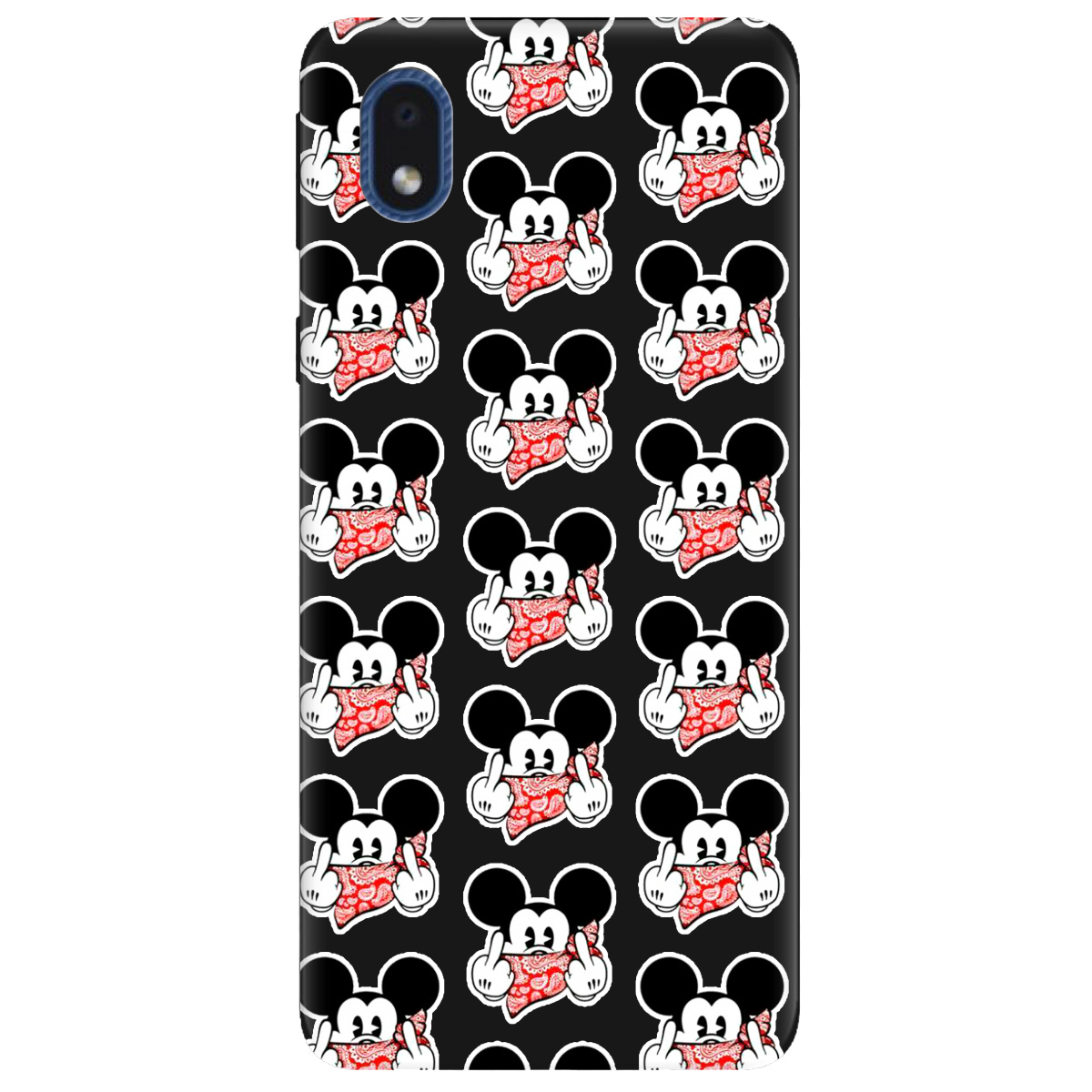 Чехол для Samsung Galaxy А01 Core черный матовый soft touch Mickey Mouse - фото 1