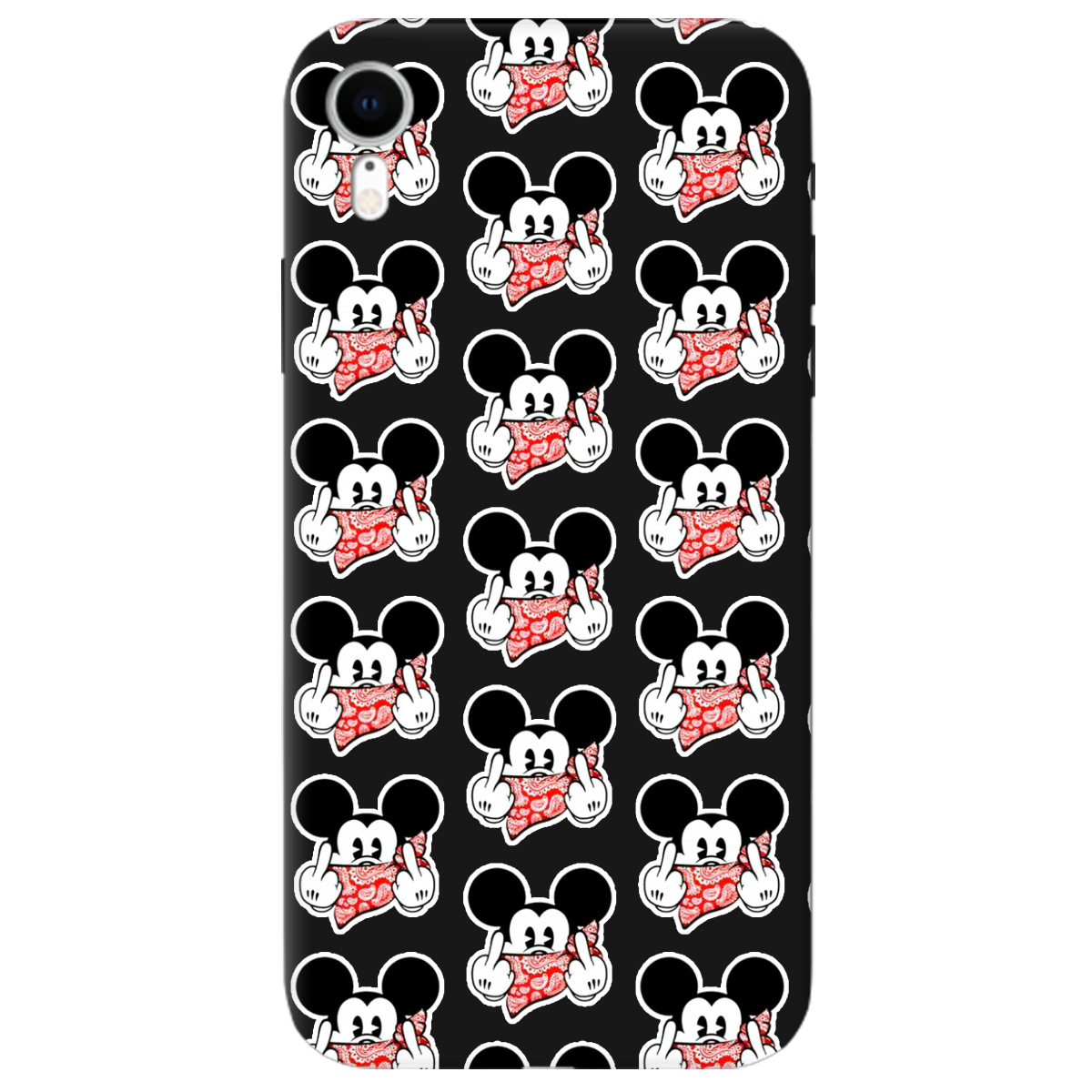 Чехол для Apple iPhone XR черный матовый soft touch Mickey Mouse - фото 1
