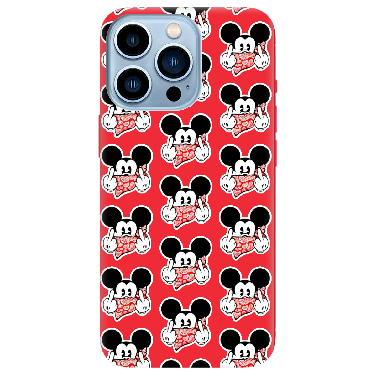 Чехол для Apple iPhone 13 Pro Max ярко-красный матовый soft touch Mickey Mouse - фото 1