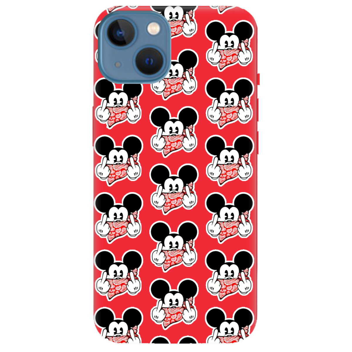 Чехол для Apple iPhone 13 ярко-красный матовый soft touch Mickey Mouse - фото 1