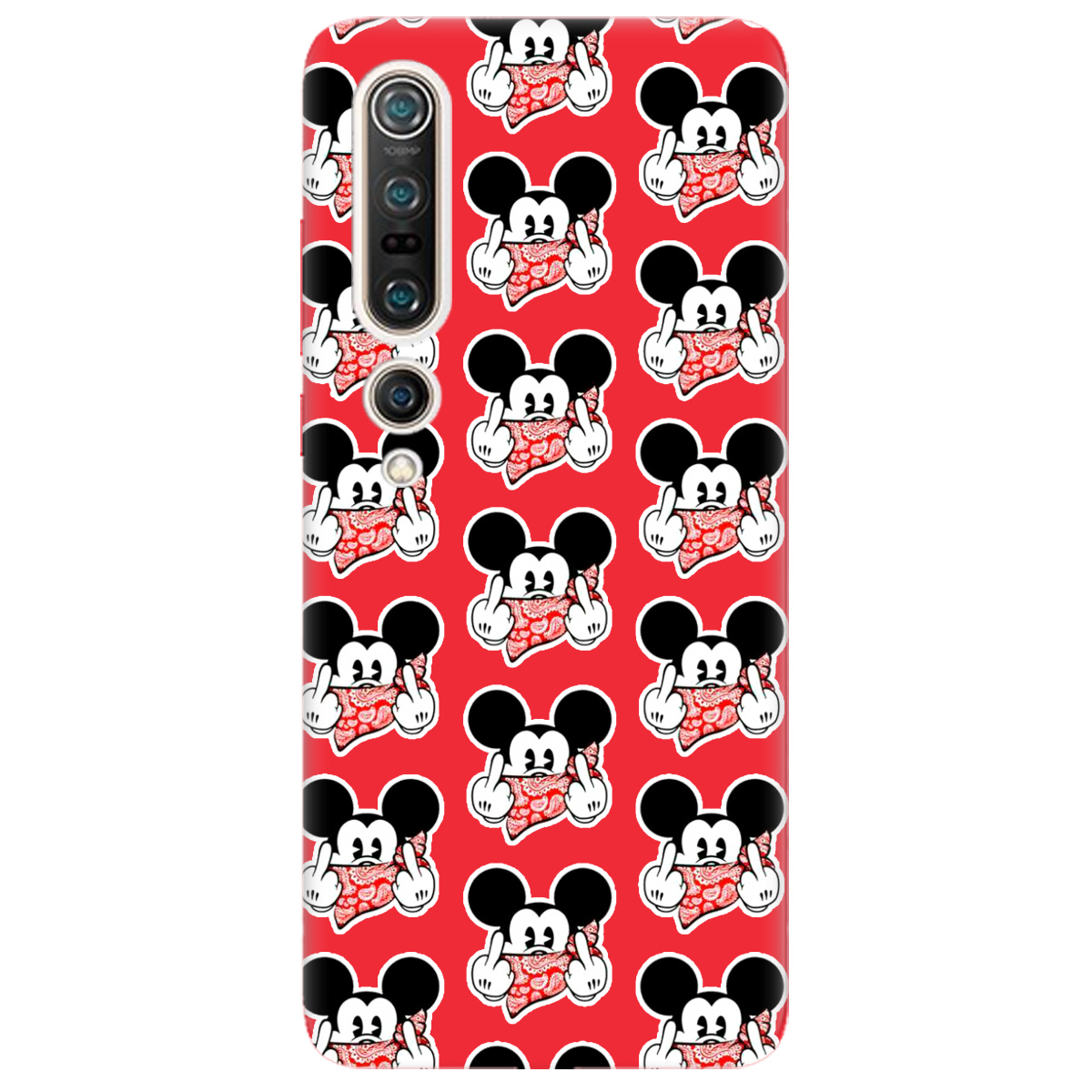 Чехол для Xiaomi Mi 10 Pro ярко-красный матовый soft touch Mickey Mouse - фото 1