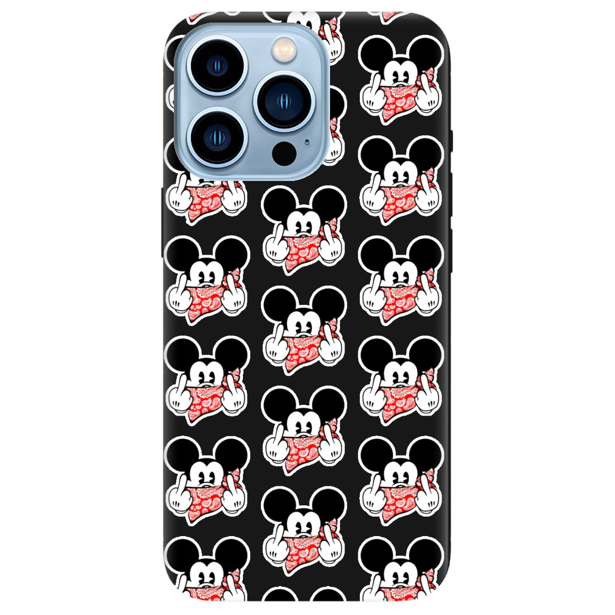 Чехол для Apple iPhone 13 Pro Max черный матовый soft touch Mickey Mouse - фото 1