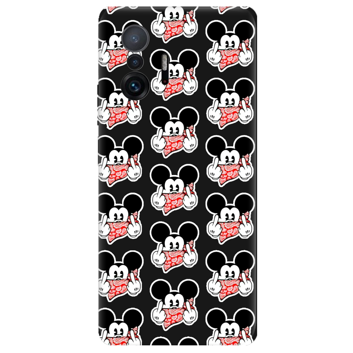 Чехол для Xiaomi 11T черный матовый soft touch Mickey Mouse - фото 1