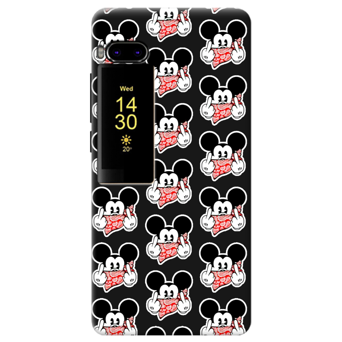 Чехол для Meizu Pro 7 черный матовый soft touch Mickey Mouse - фото 1