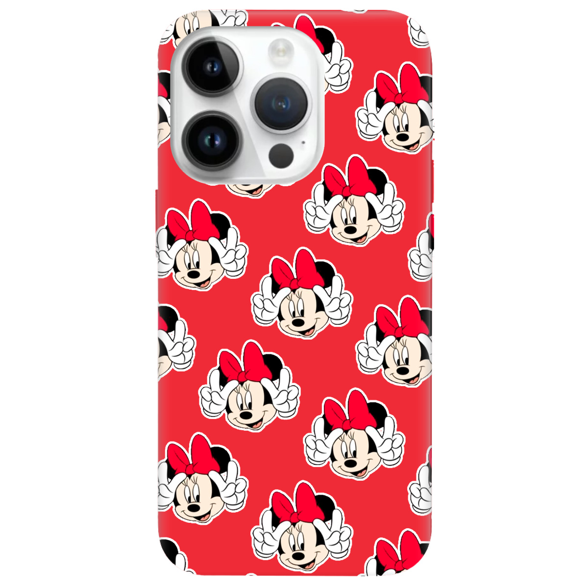 Чохол для Apple iPhone 14 Pro Max яскраво-червоний матовий soft touch Minnie Mouse - фото 1
