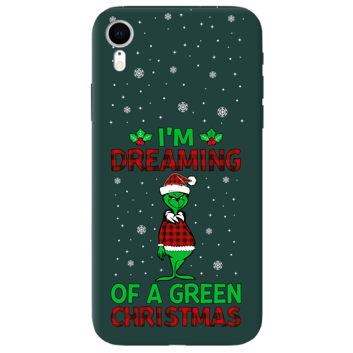 Чехол для Apple iPhone XR темно-зеленый матовый soft touch I'm dreaming - фото 1