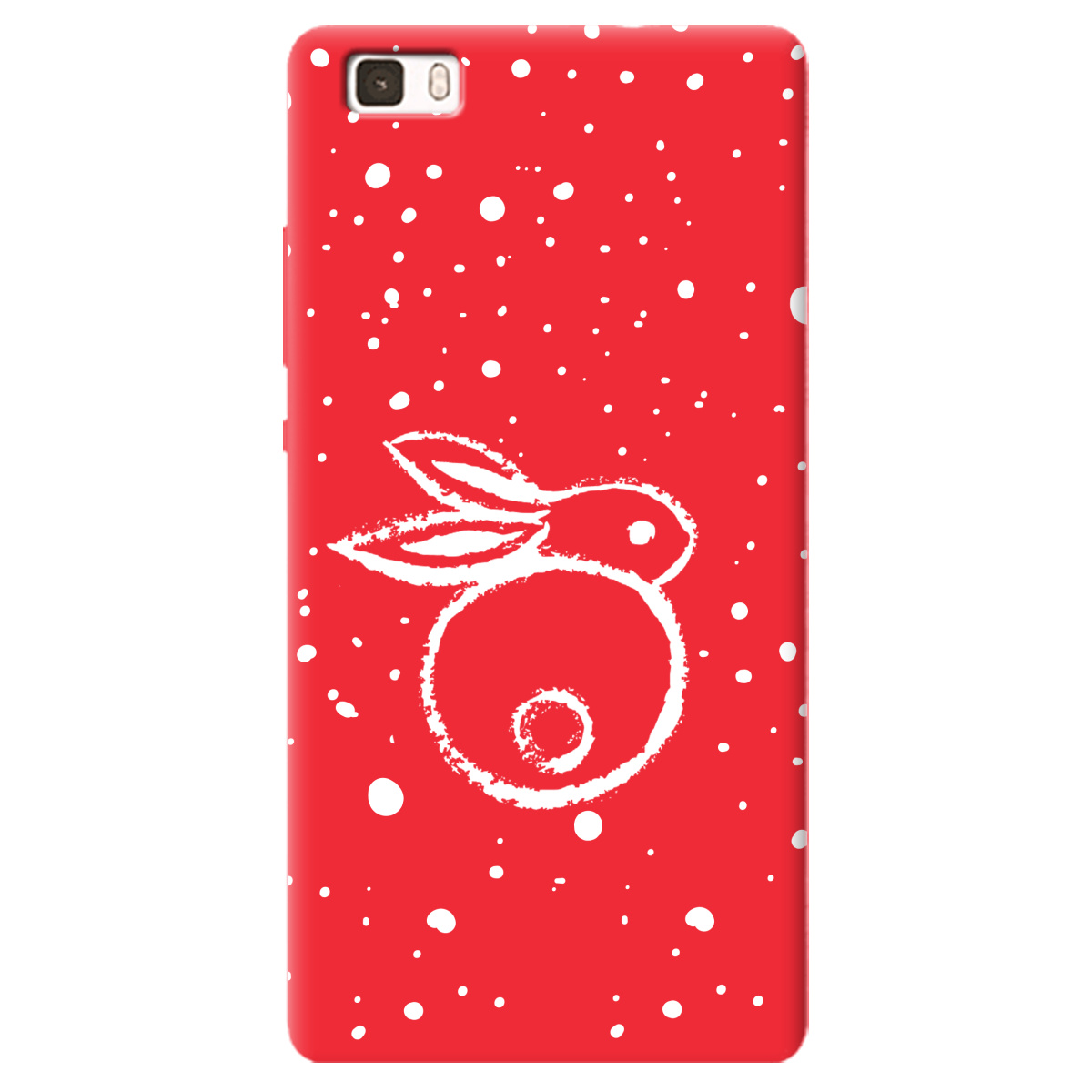 Чехол для Huawei P8 Lite ярко-красный матовый soft touch Rabbit - фото 1