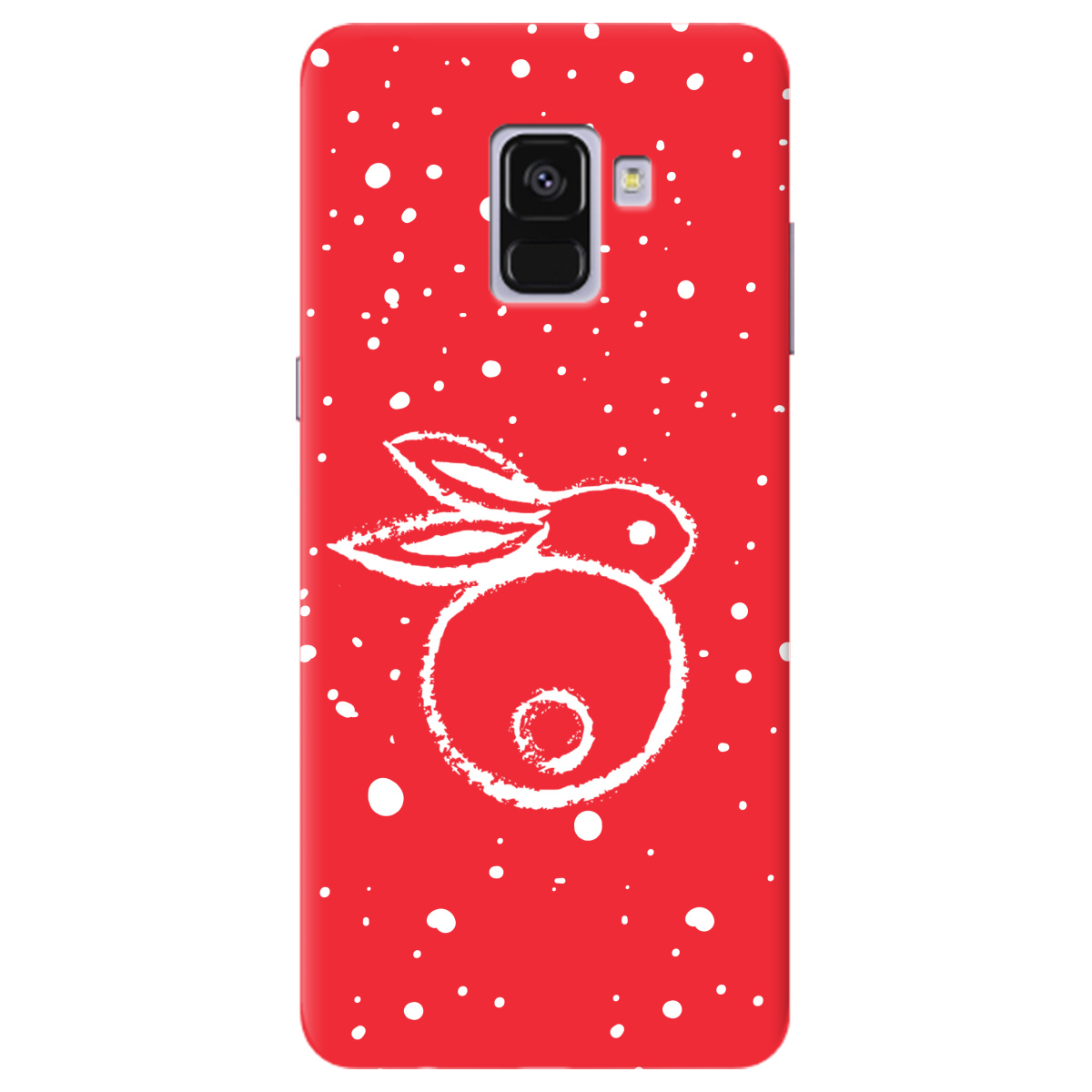 Чехол для Samsung Galaxy A8 Plus 2018 ярко-красный матовый soft touch Rabbit - фото 1