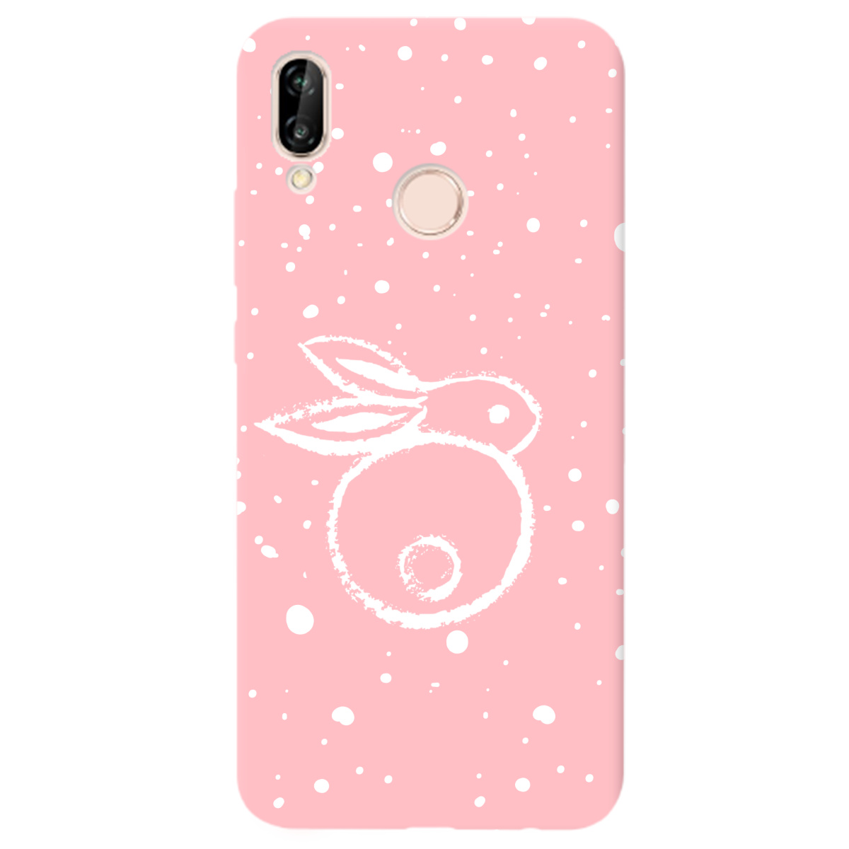 Чехол для Huawei P20 Lite нежно-розовый матовый soft touch Rabbit - фото 1