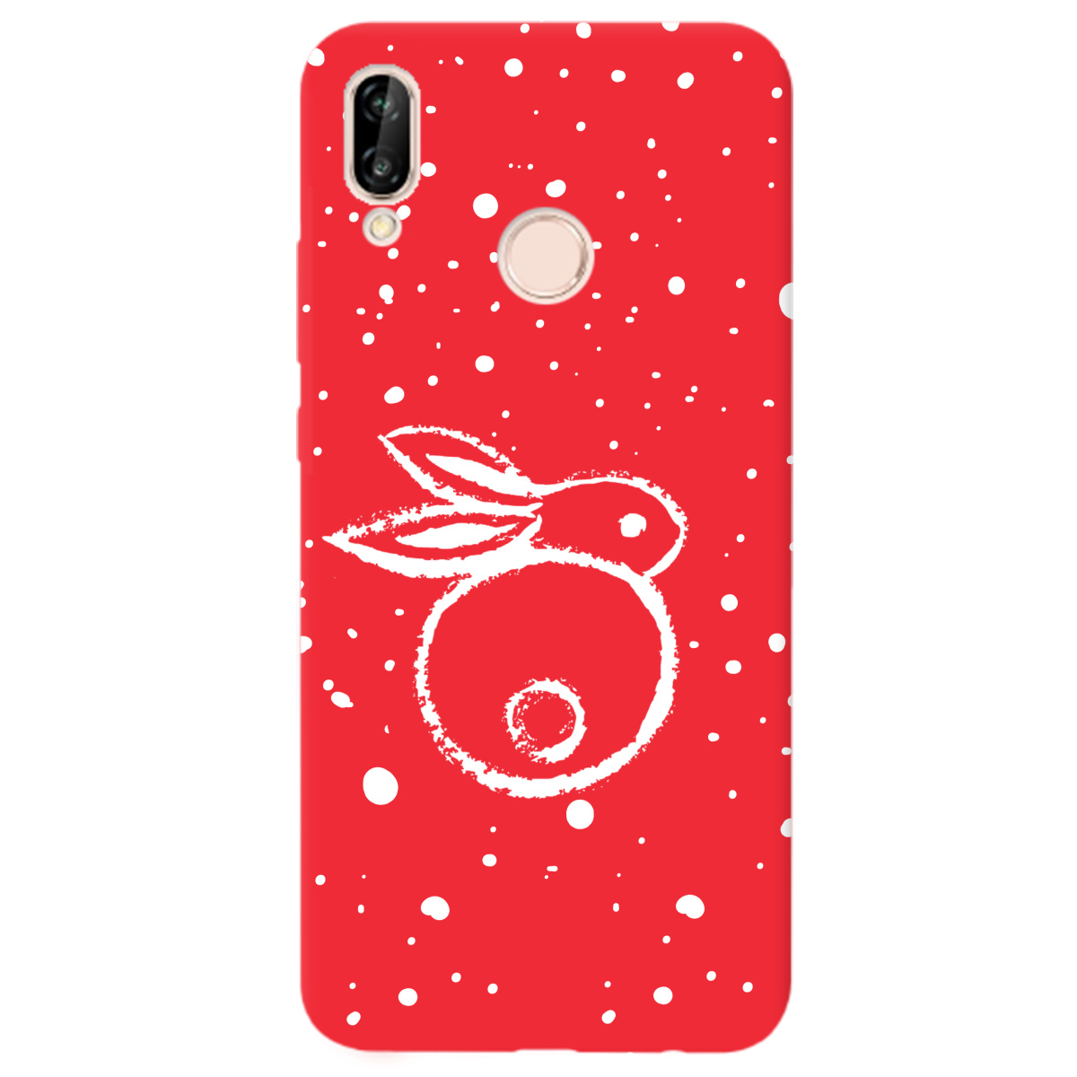 Чохол для Huawei P20 Lite яскраво-червоний матовий soft touch Rabbit - фото 1