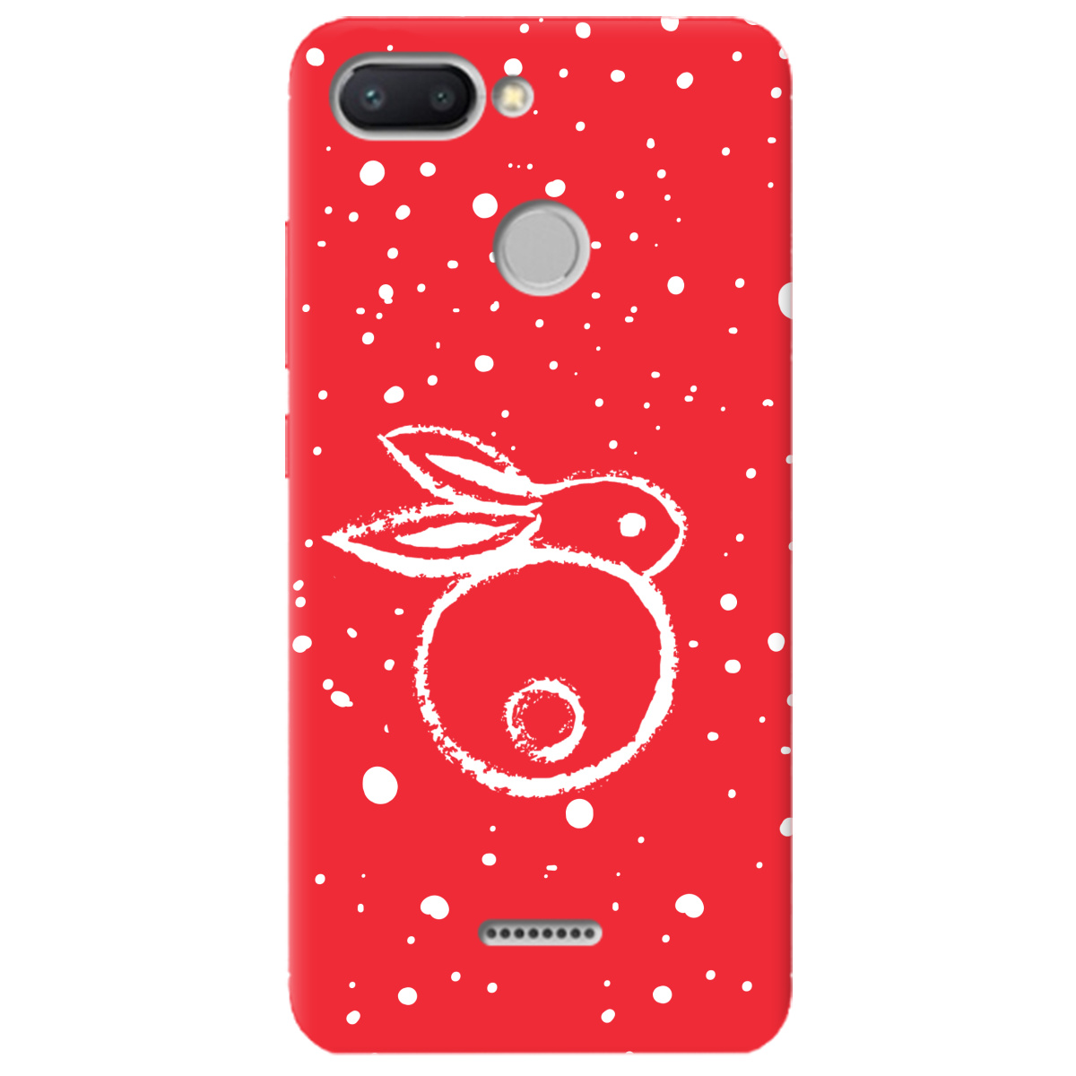 Чехол для Xiaomi Redmi 6 ярко-красный матовый soft touch Rabbit - фото 1