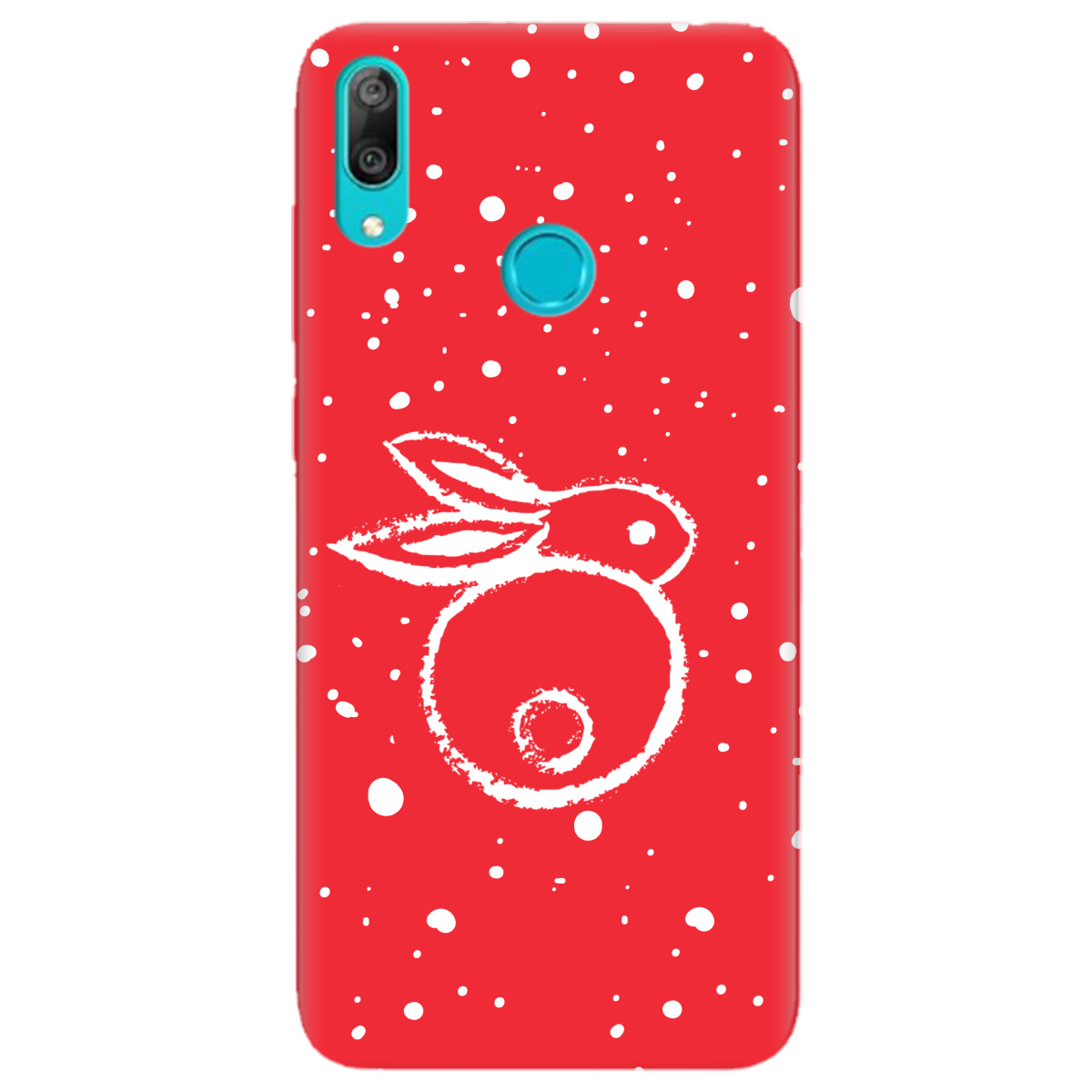 Чехол для Huawei Y7 2019 ярко-красный матовый soft touch Rabbit - фото 1
