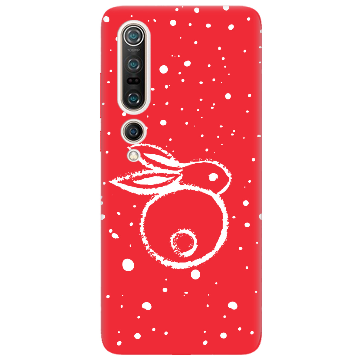 Чехол для Xiaomi Mi 10 ярко-красный матовый soft touch Rabbit - фото 1