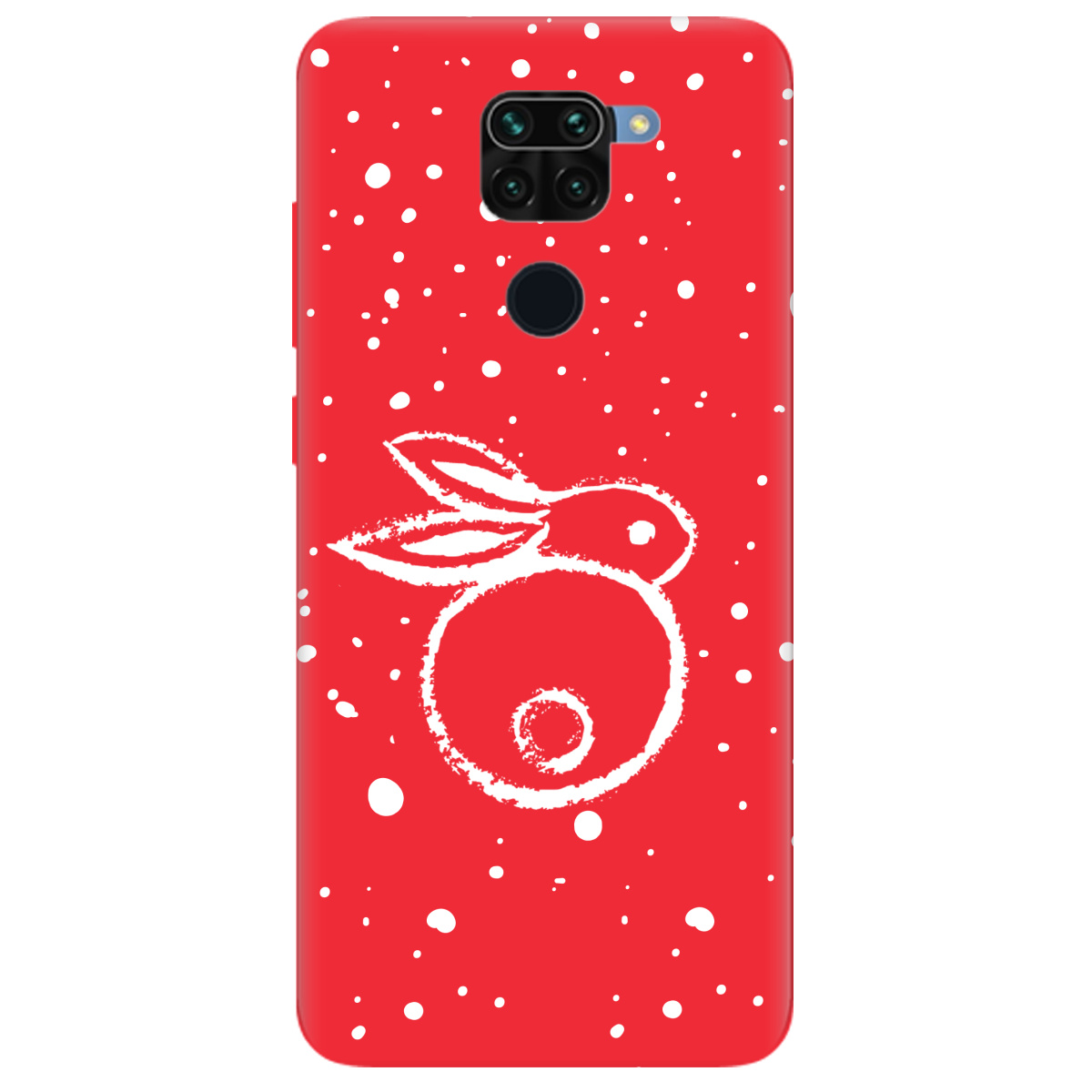 Чехол для Xiaomi Redmi Note 9 ярко-красный матовый soft touch Rabbit - фото 1