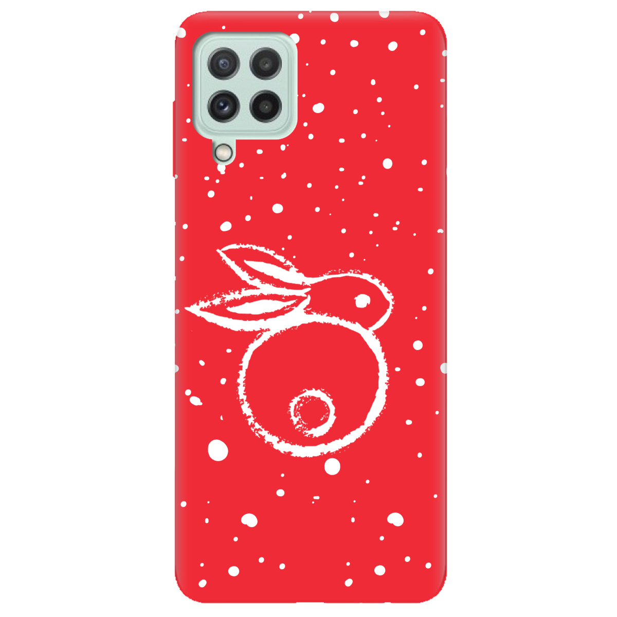 Чехол для Samsung Galaxy A22 4G ярко-красный матовый soft touch Rabbit - фото 1