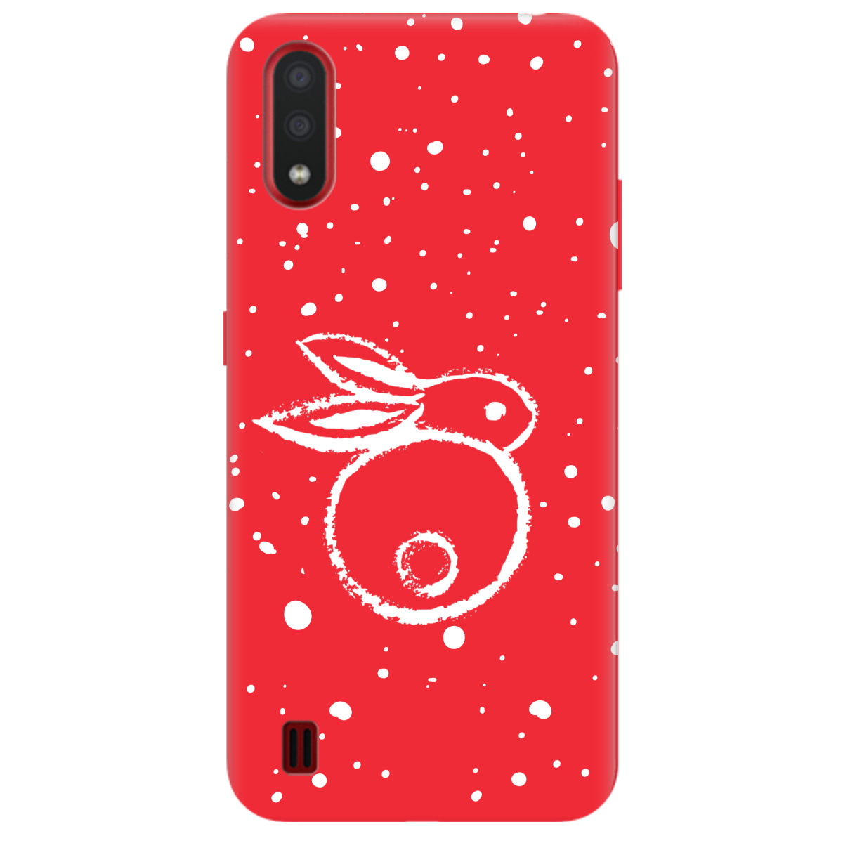 Чехол для Samsung Galaxy А01 ярко-красный матовый soft touch Rabbit - фото 1