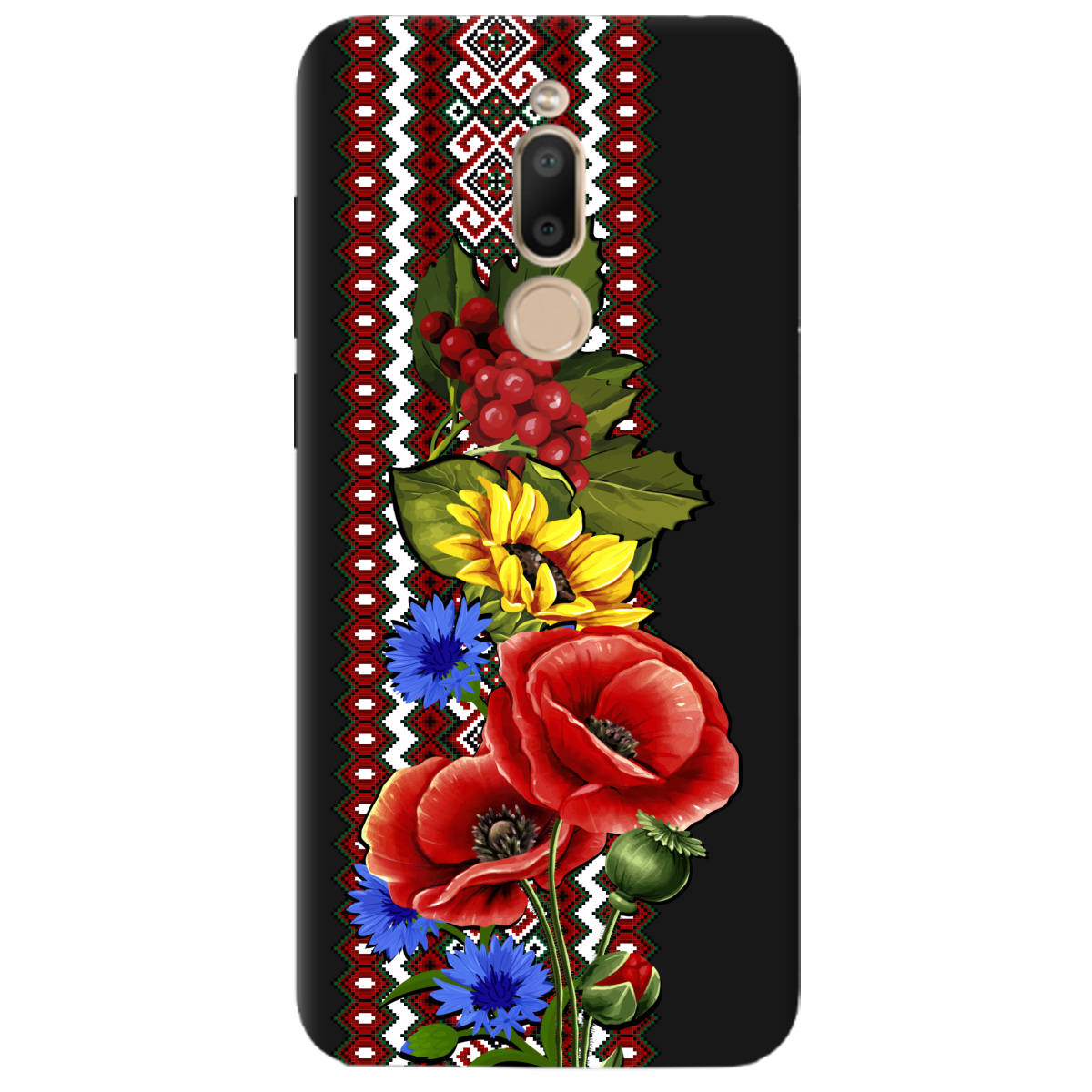 Чехол для Meizu M6T черный матовый soft touch Ukraine ornament - фото 1