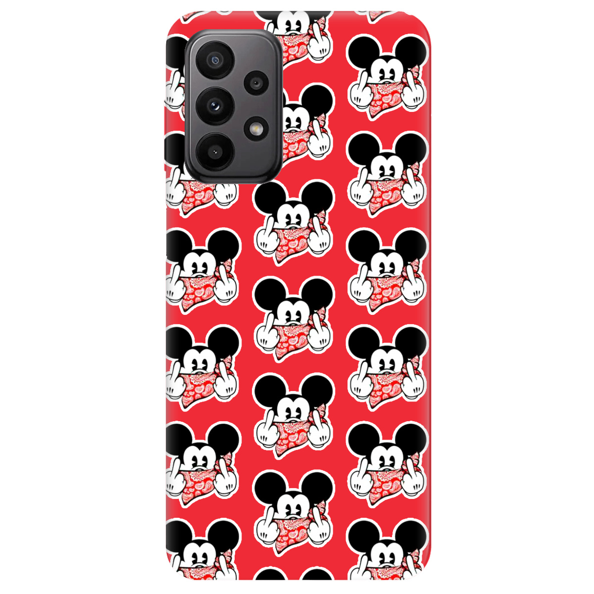 Чехол для Samsung Galaxy A23 4G ярко-красный матовый soft touch Mickey Mouse - фото 1