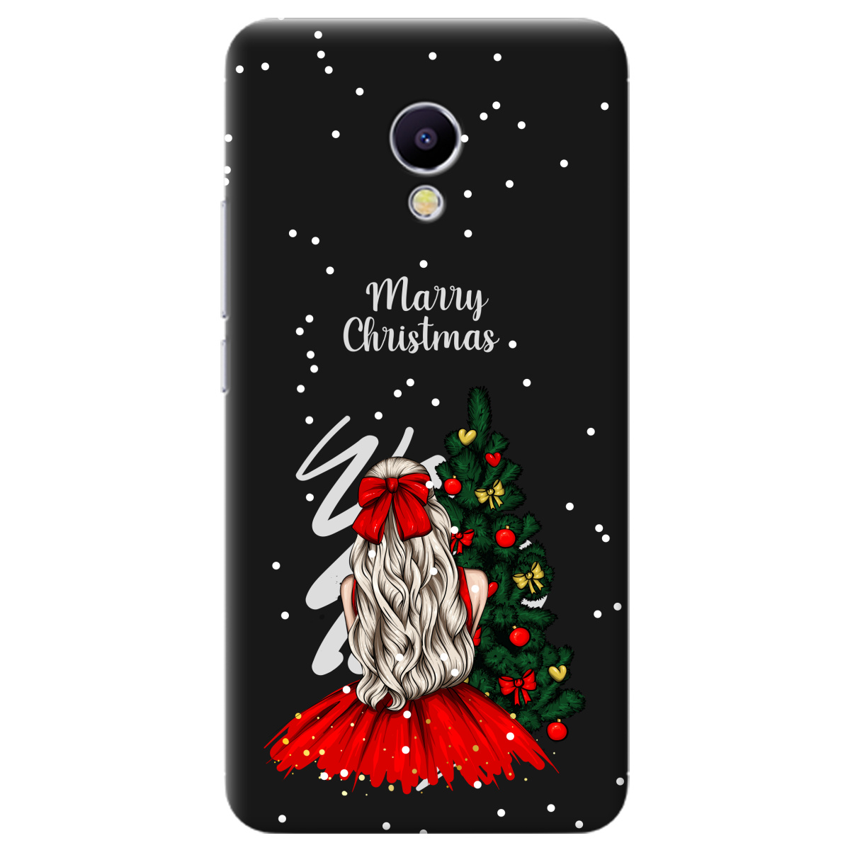 Чохол для Meizu M5S чорний матовий soft touch Beautiful christmas - фото 1