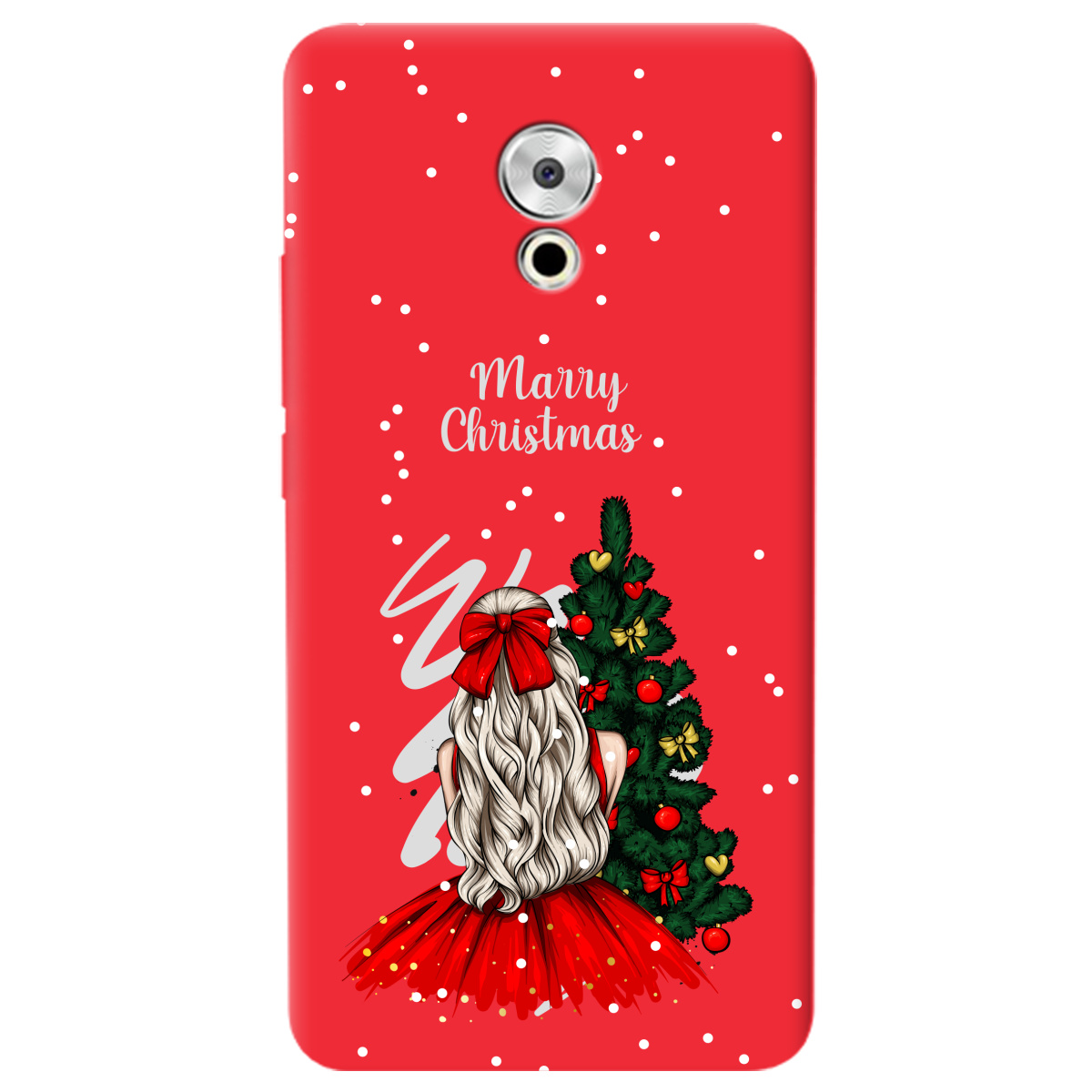 Чехол для Meizu Pro 6 Plus ярко-красный матовый soft touch Beautiful christmas - фото 1