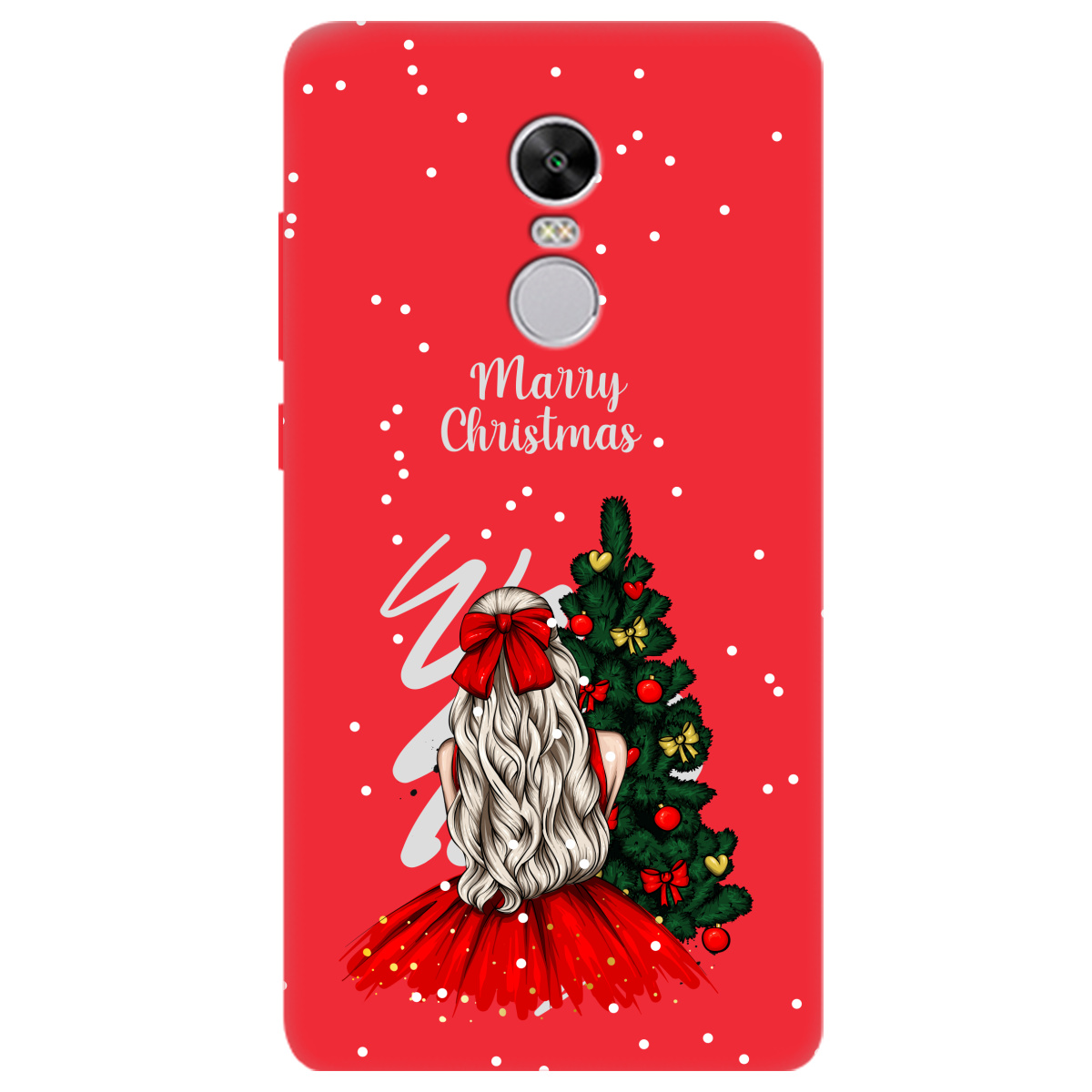 Чехол для Xiaomi Redmi Note 4X ярко-красный матовый soft touch Beautiful christmas - фото 1