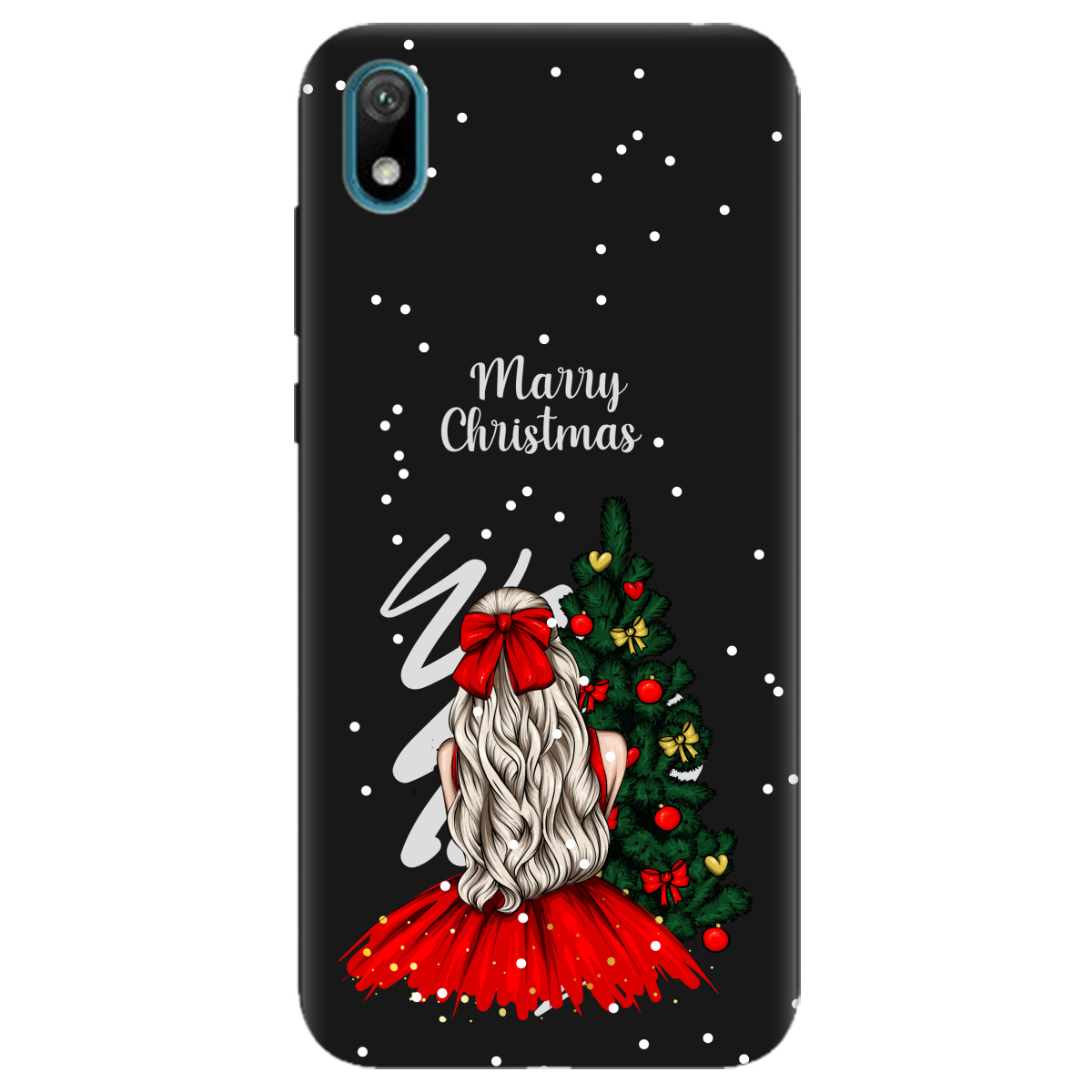 Чохол для Huawei Y5 2019 чорний матовий soft touch Beautiful christmas - фото 1
