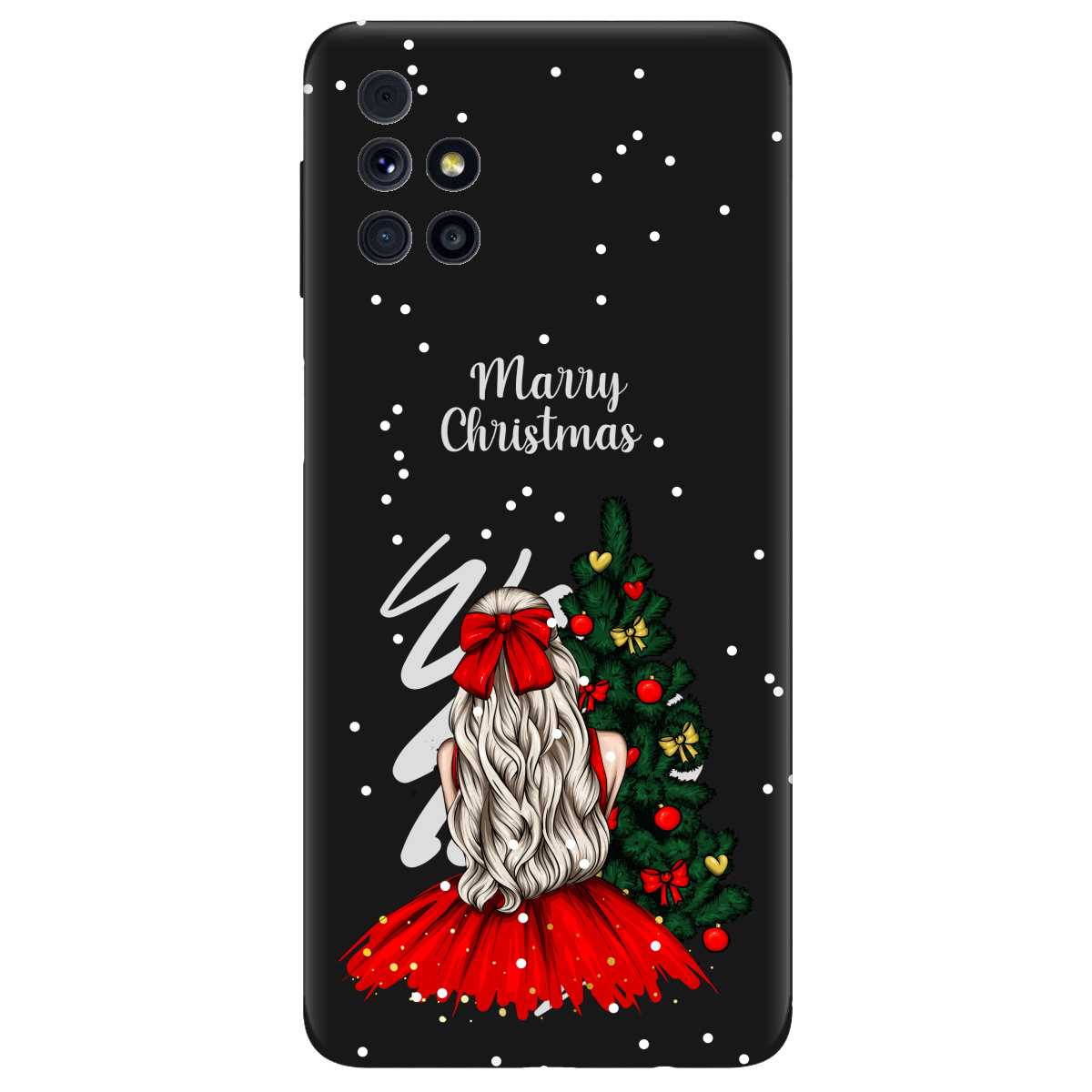 Чехол для Samsung Galaxy M31s черный матовый soft touch Beautiful christmas - фото 1