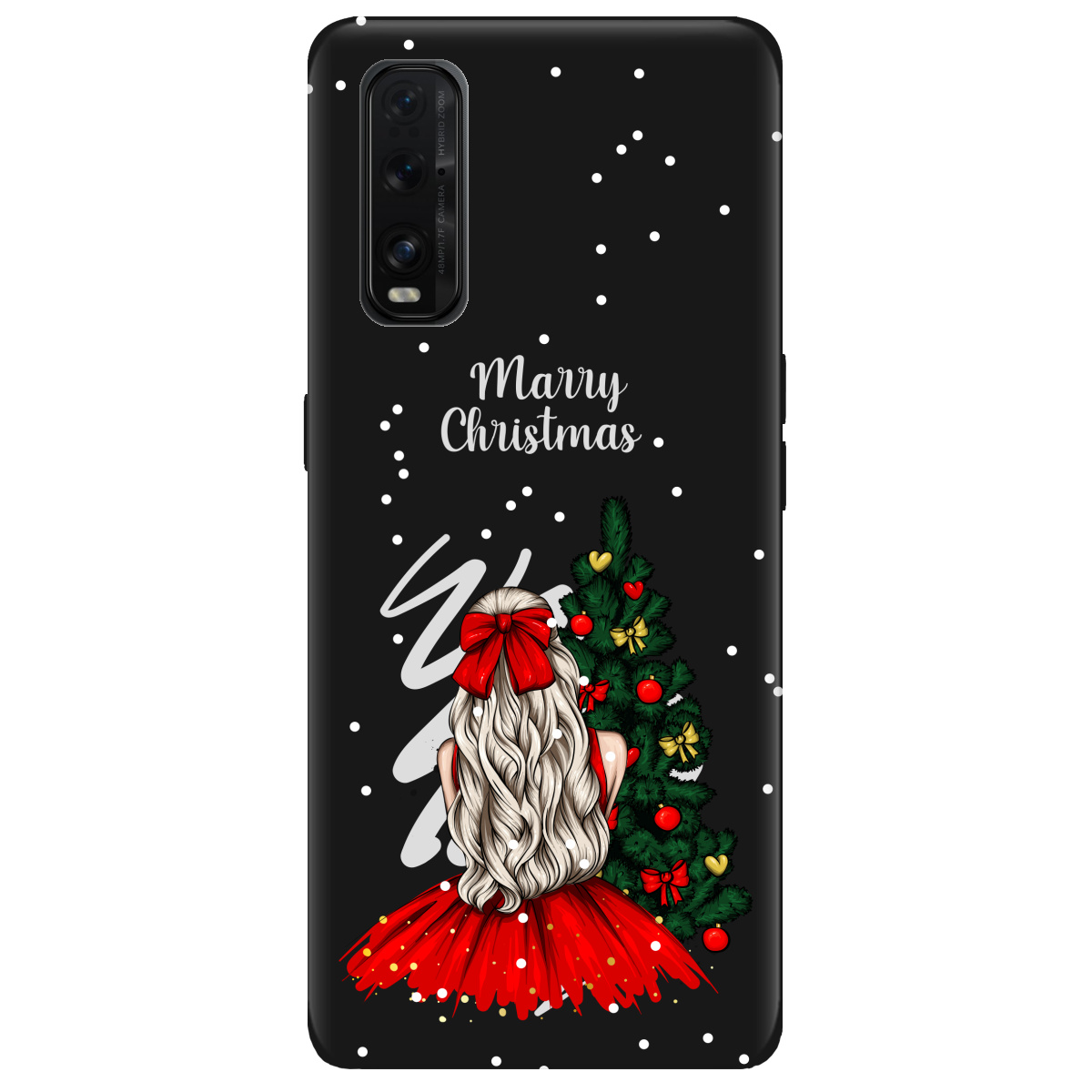 Чохол для Oppo Find X2 чорний матовий soft touch Beautiful christmas - фото 1