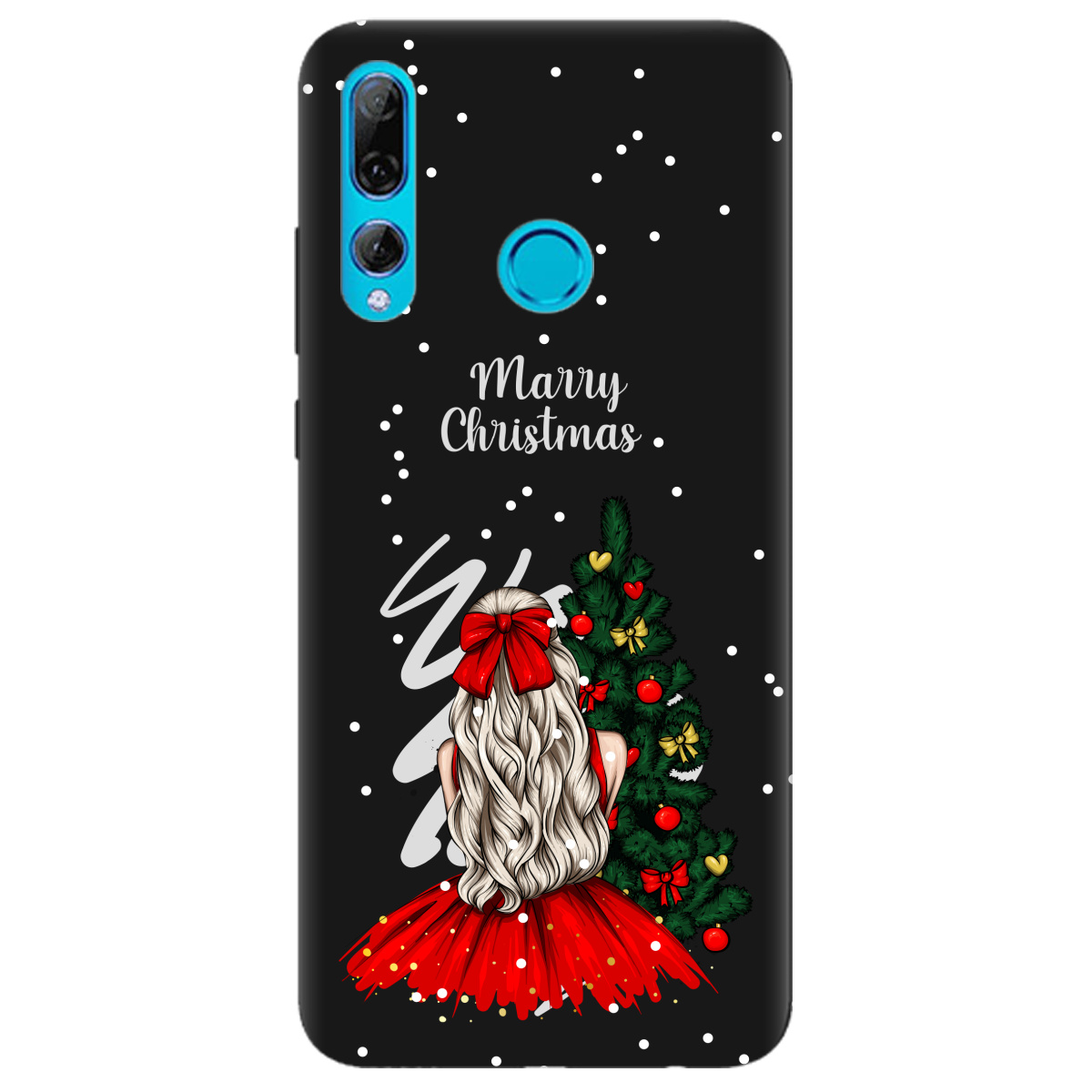 Чохол для Huawei P Smart Plus 2019 чорний матовий soft touch Beautiful christmas - фото 1