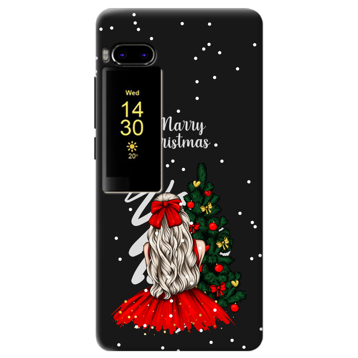 Чехол для Meizu Pro 7 черный матовый soft touch Beautiful christmas - фото 1