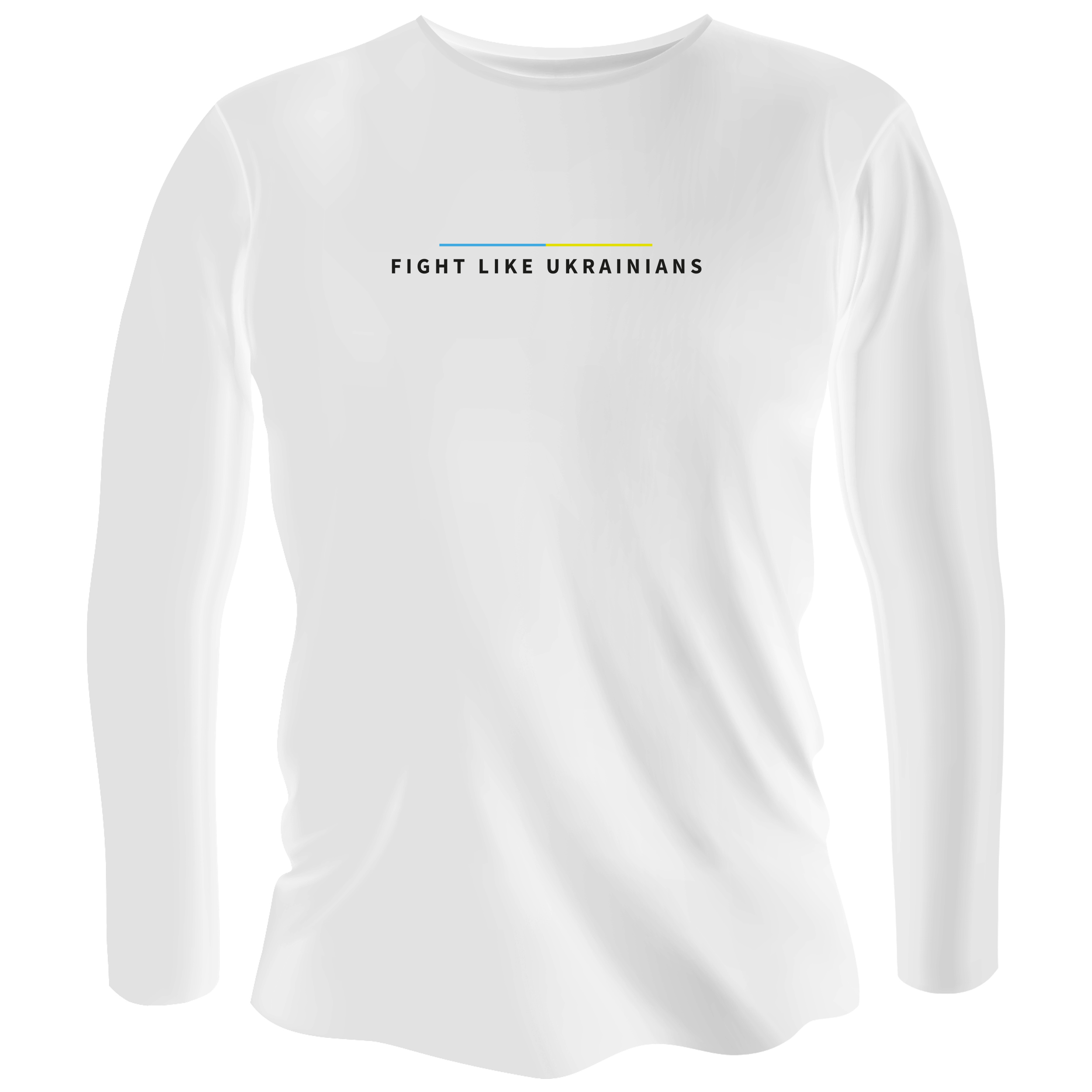 Лонгслив мужской белый хлопок/эластан Боріться, як українці XL - фото 1