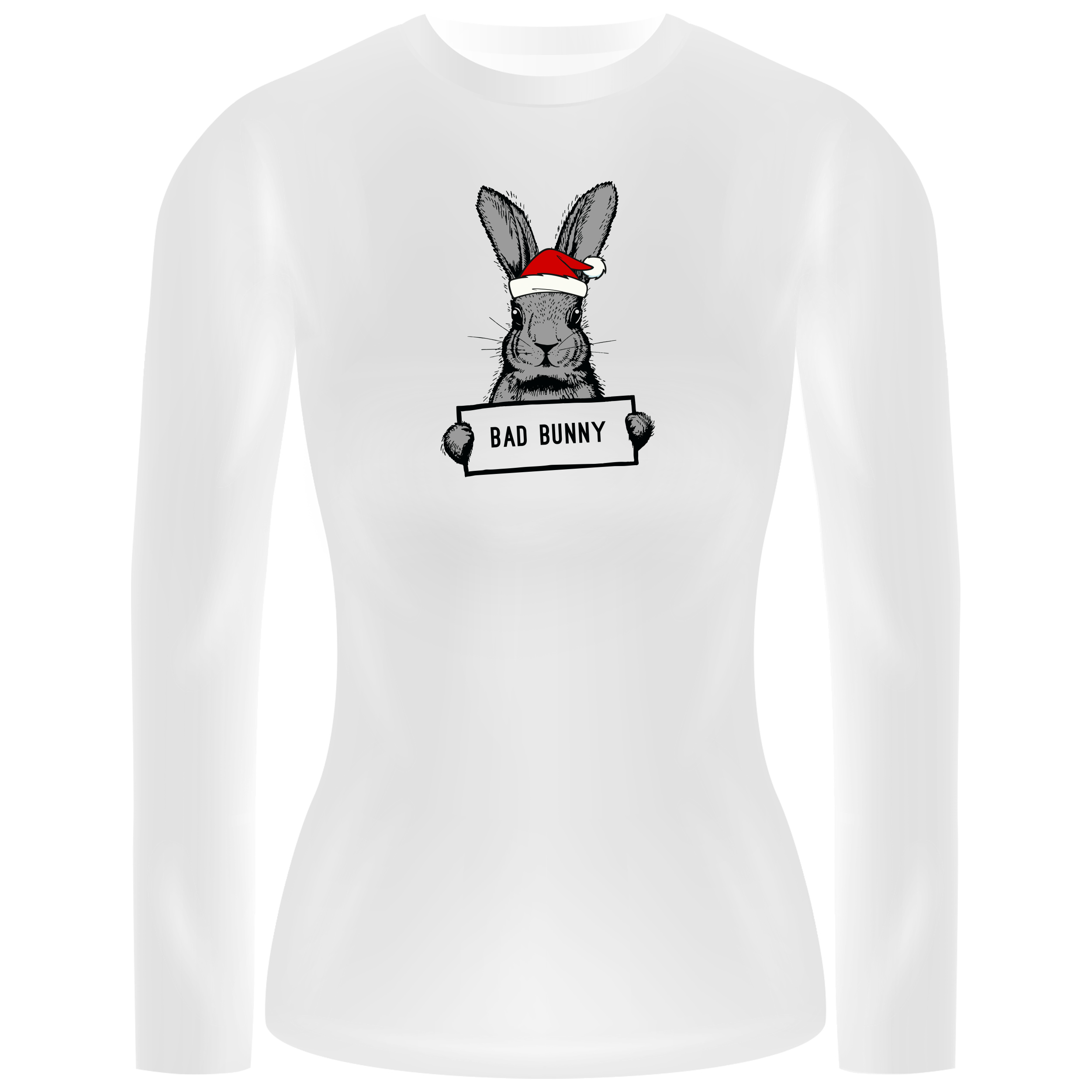 Лонгслів жіночий білий бавовна/еластан Bad bunny XL - фото 1