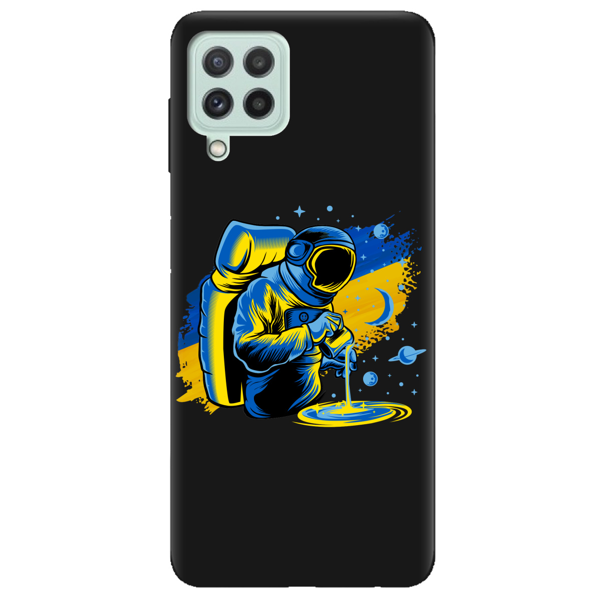 Чехол для Samsung Galaxy M32 черный матовый soft touch Ukrainian space - фото 1