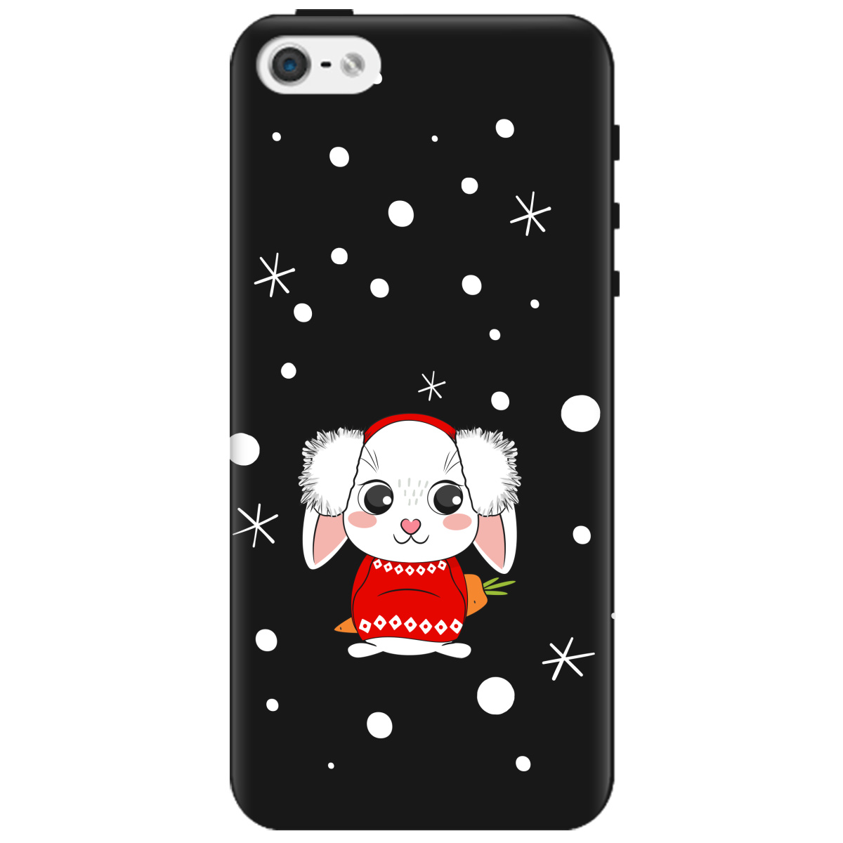Чехол для Apple iPhone 5 / 5S черный матовый soft touch My bunny - фото 1