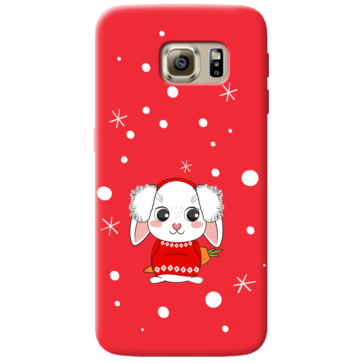 Чехол для Samsung Galaxy S6 Edge ярко-красный матовый soft touch My bunny - фото 1