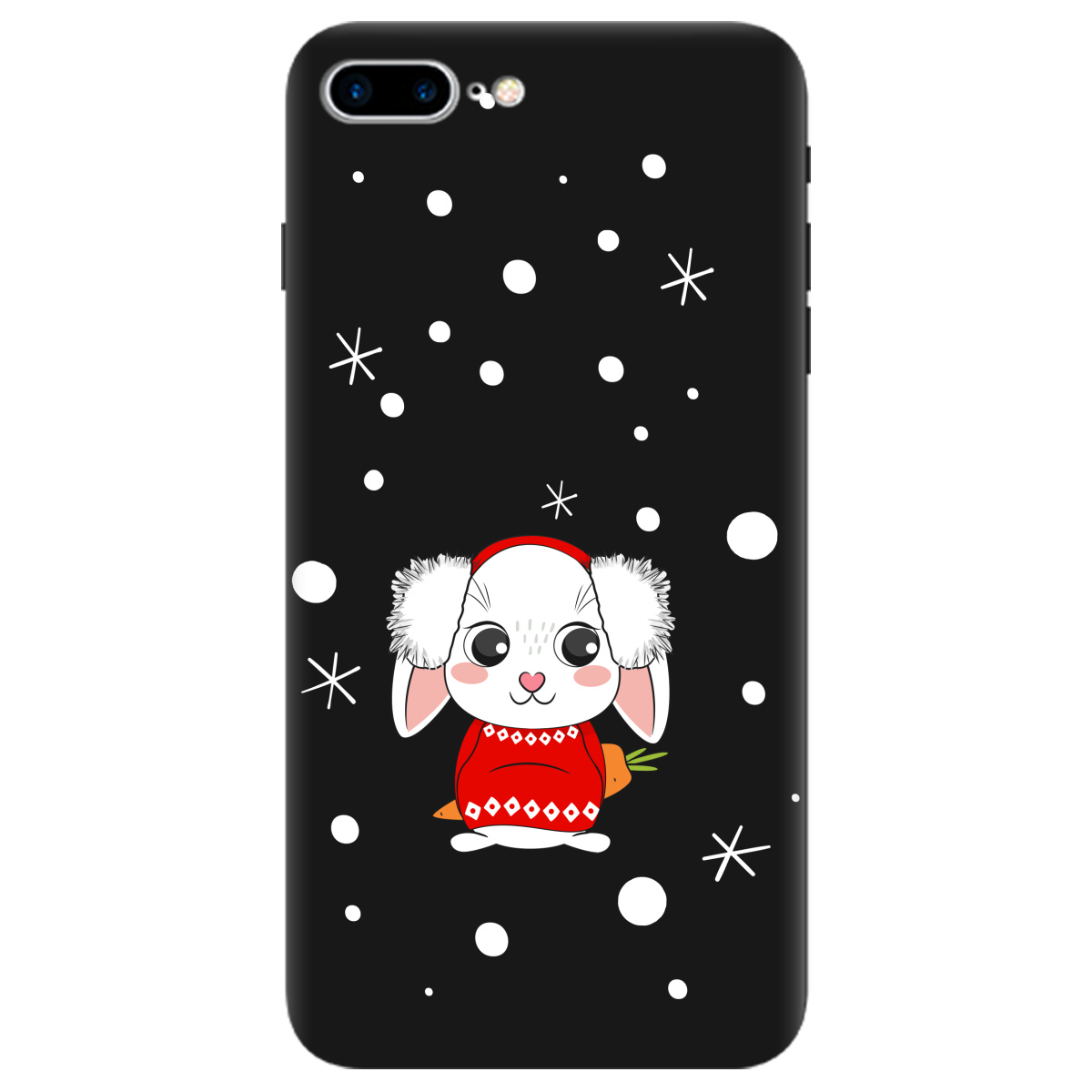 Чехол для Apple iPhone 7 Plus черный матовый soft touch My bunny - фото 1