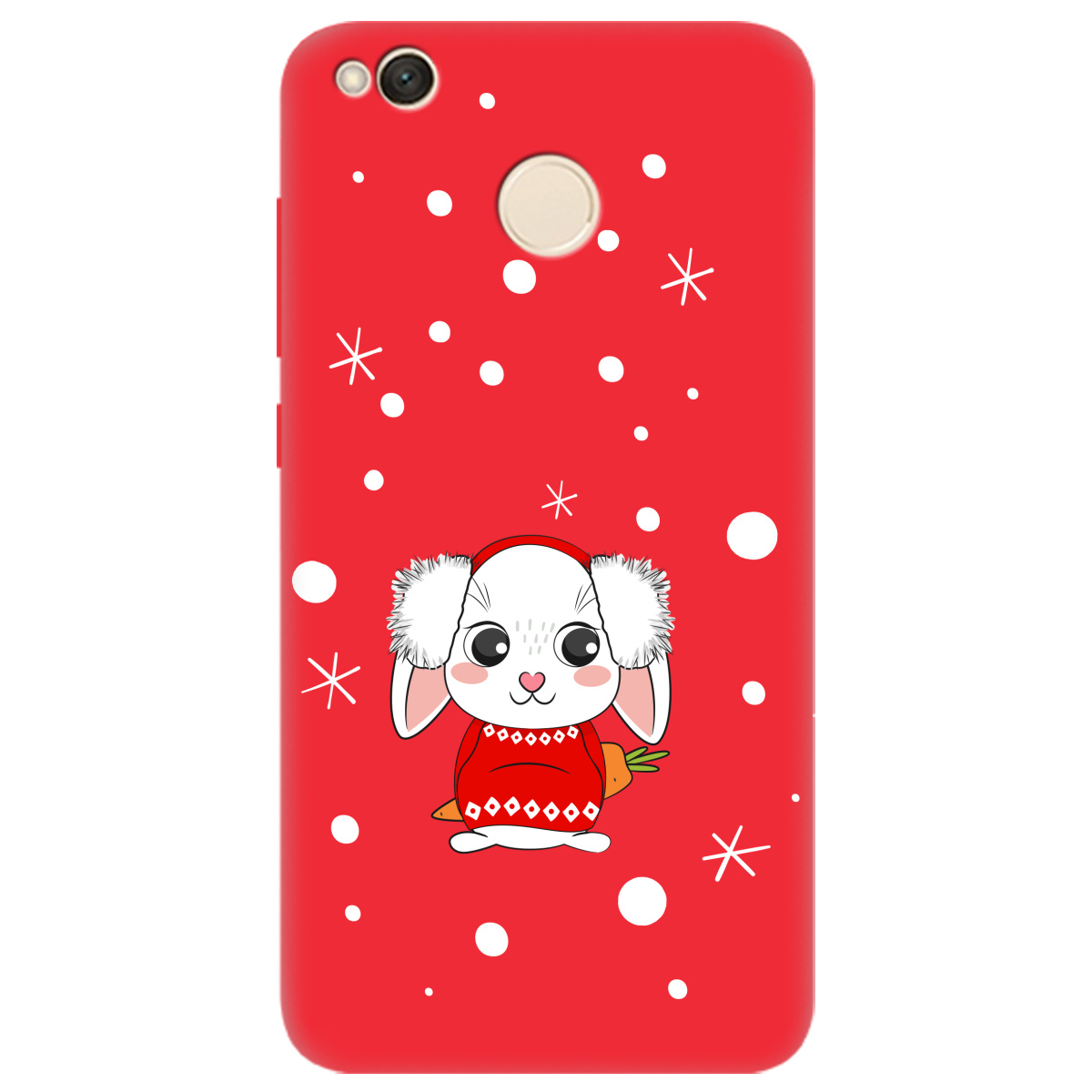 Чехол для Xiaomi Redmi 4X ярко-красный матовый soft touch My bunny - фото 1