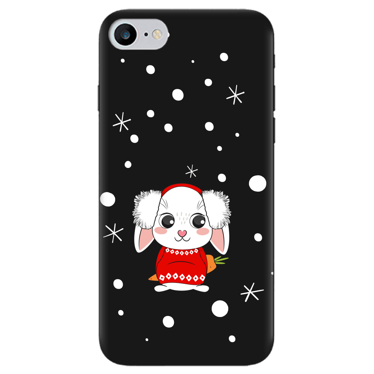 Чохол для Apple iPhone 8 чорний матовий soft touch My bunny - фото 1