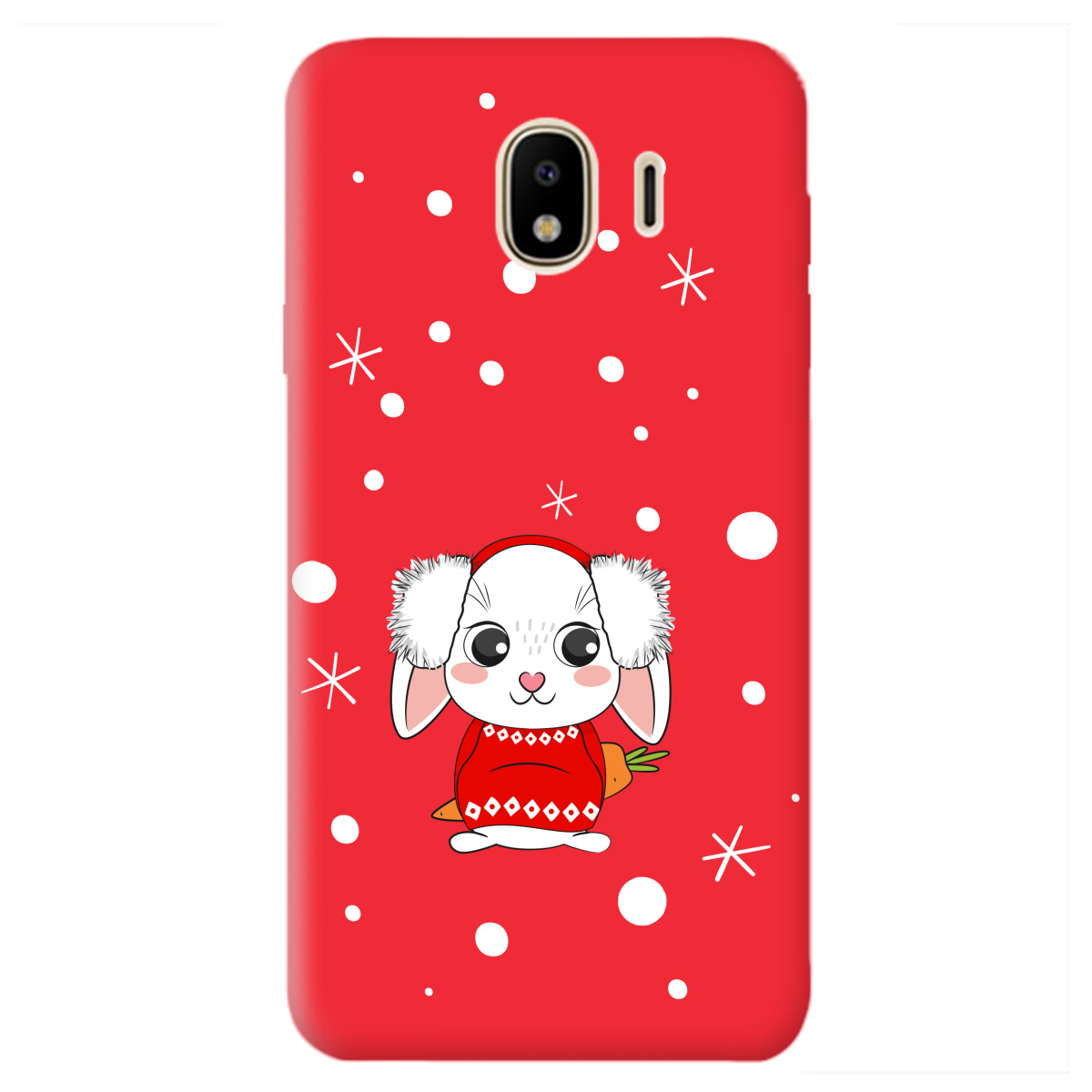 Чохол для Samsung Galaxy J4 2018 яскраво-червоний матовий soft touch My bunny - фото 1