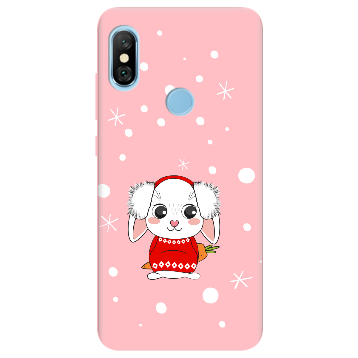 Чехол для Xiaomi Redmi Note 6 Pro нежно-розовый матовый soft touch My bunny - фото 1